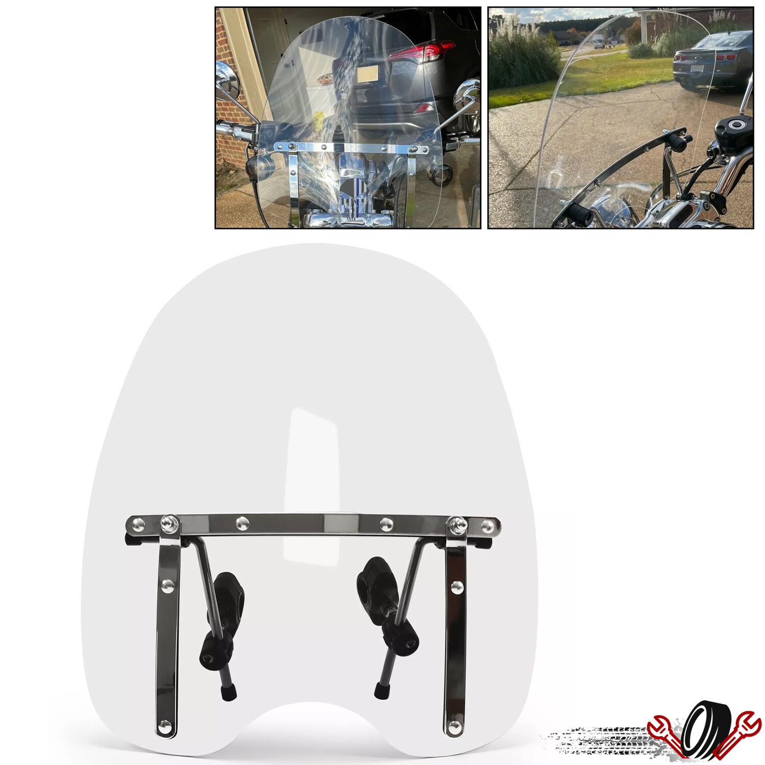 For Suzuki Boulevard C50 M50 C90 M90 19"x17" Clear Windshield 7/8" Handlebar