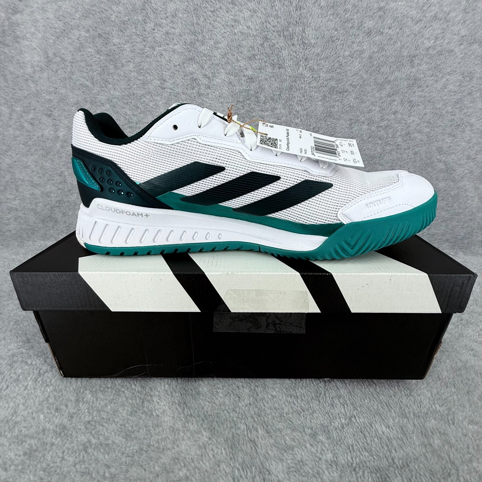 Adidas Courtquick Padel M Shoes Men’s 12.5 White Teal Sneakers JP7232 Cloudfoam