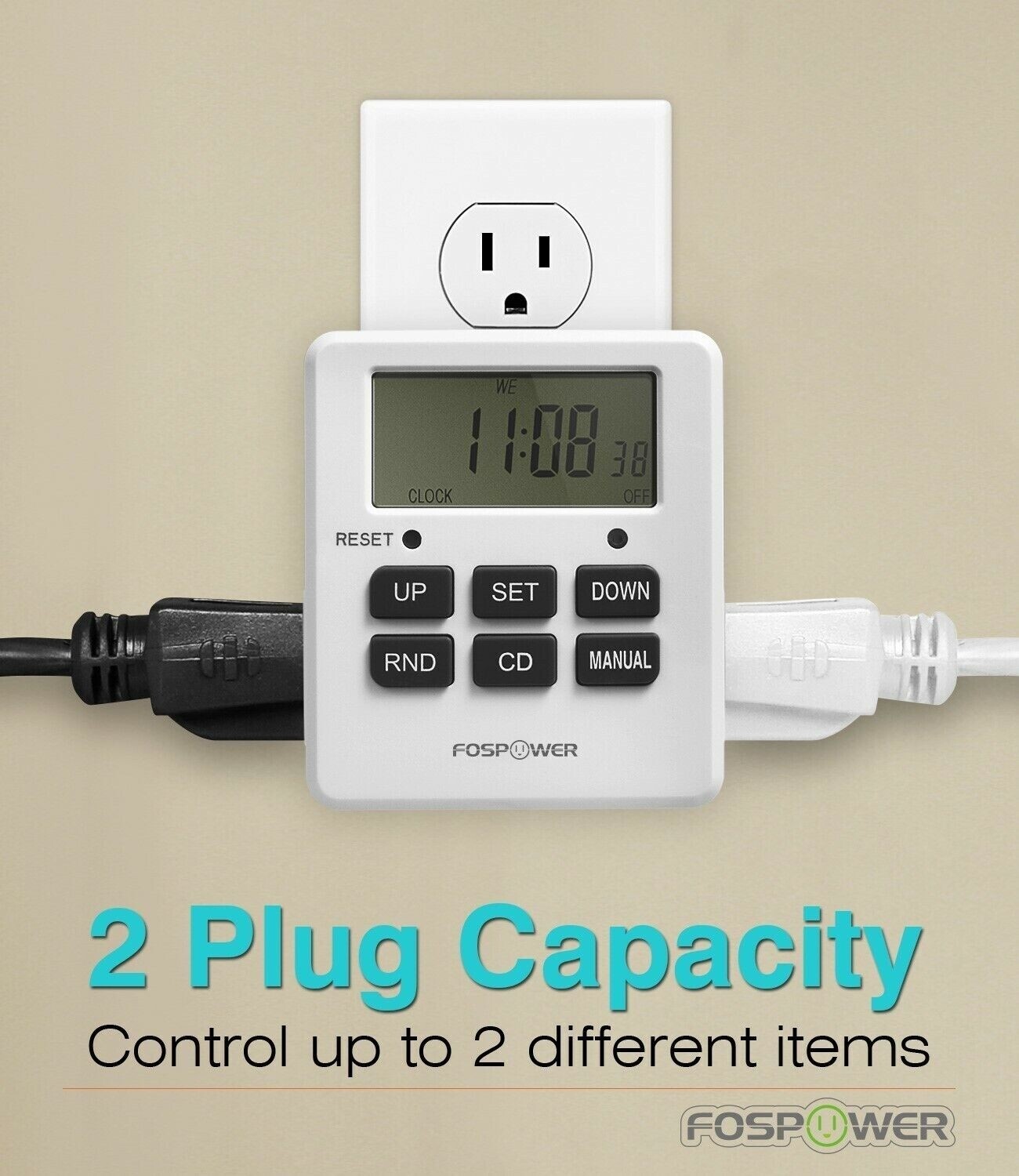 7Day Digital Electric Programmable Kitchen Wall Timer Switch Dual Outlet Plug
