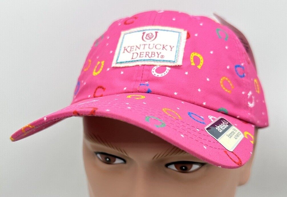 Kentucky Derby Horseshoes All Over Hat Adjustable Cap Ahead NEW W/tags Pink