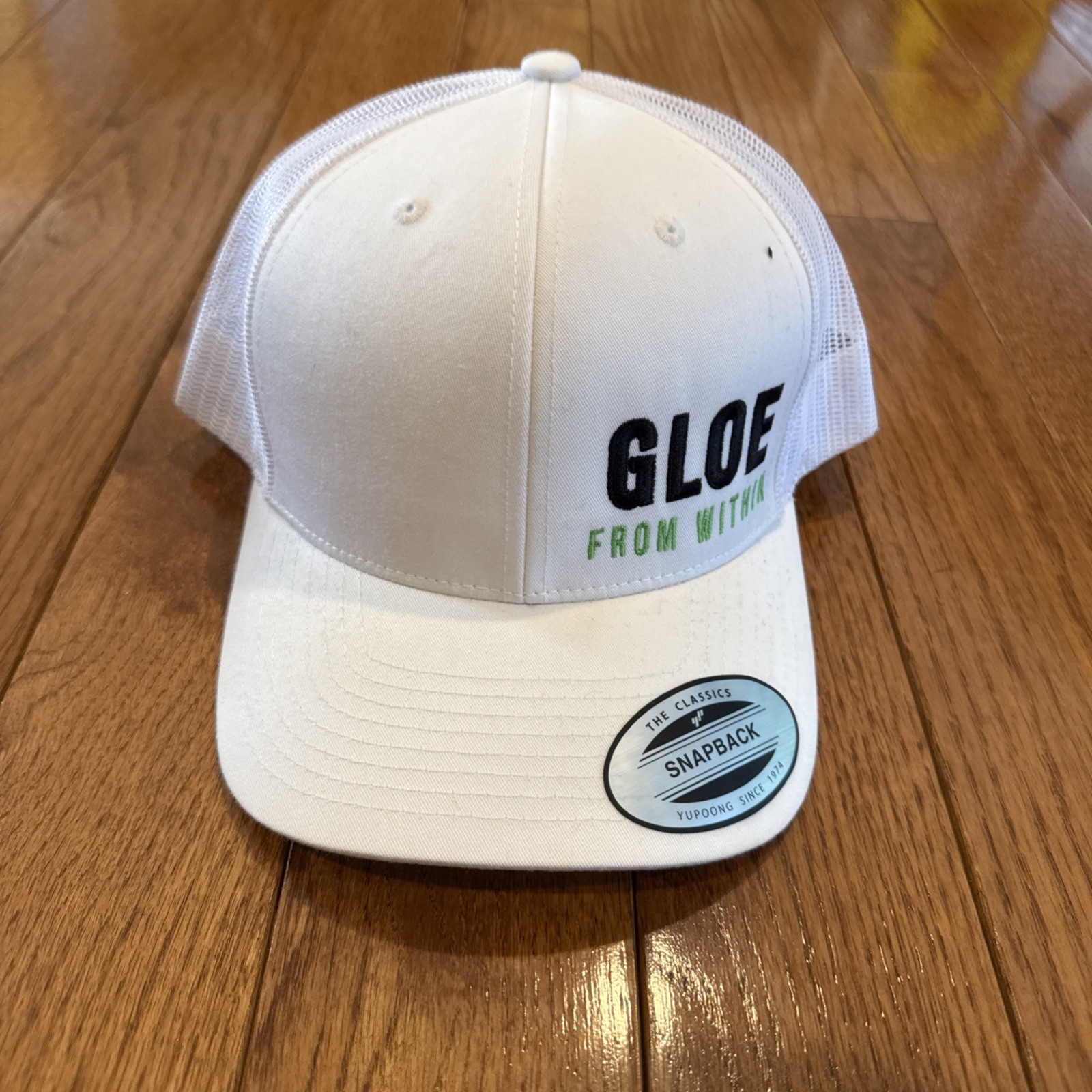 NEW Gloe From Within The Classics Yupoong White Adjustable Golf Hat/Cap NWT