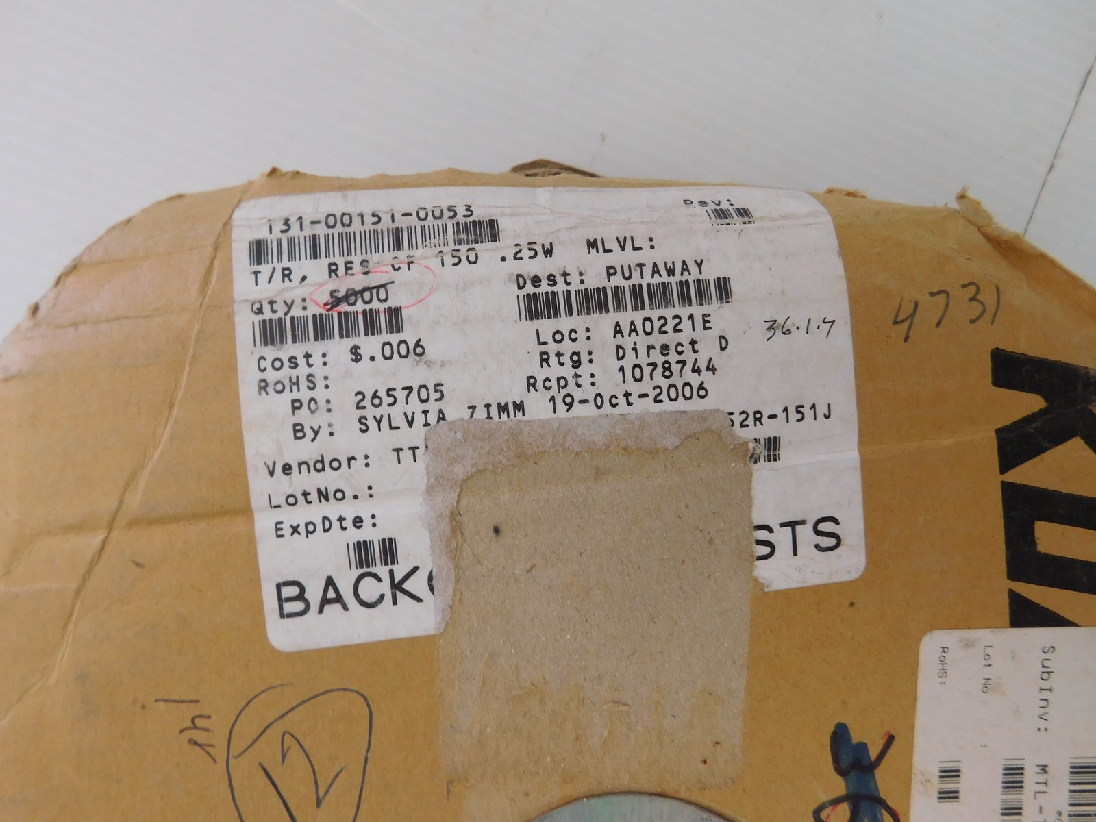 Koasper Electronics CF 1/4LT52R151J 150R QTY 5000? (THQ82)