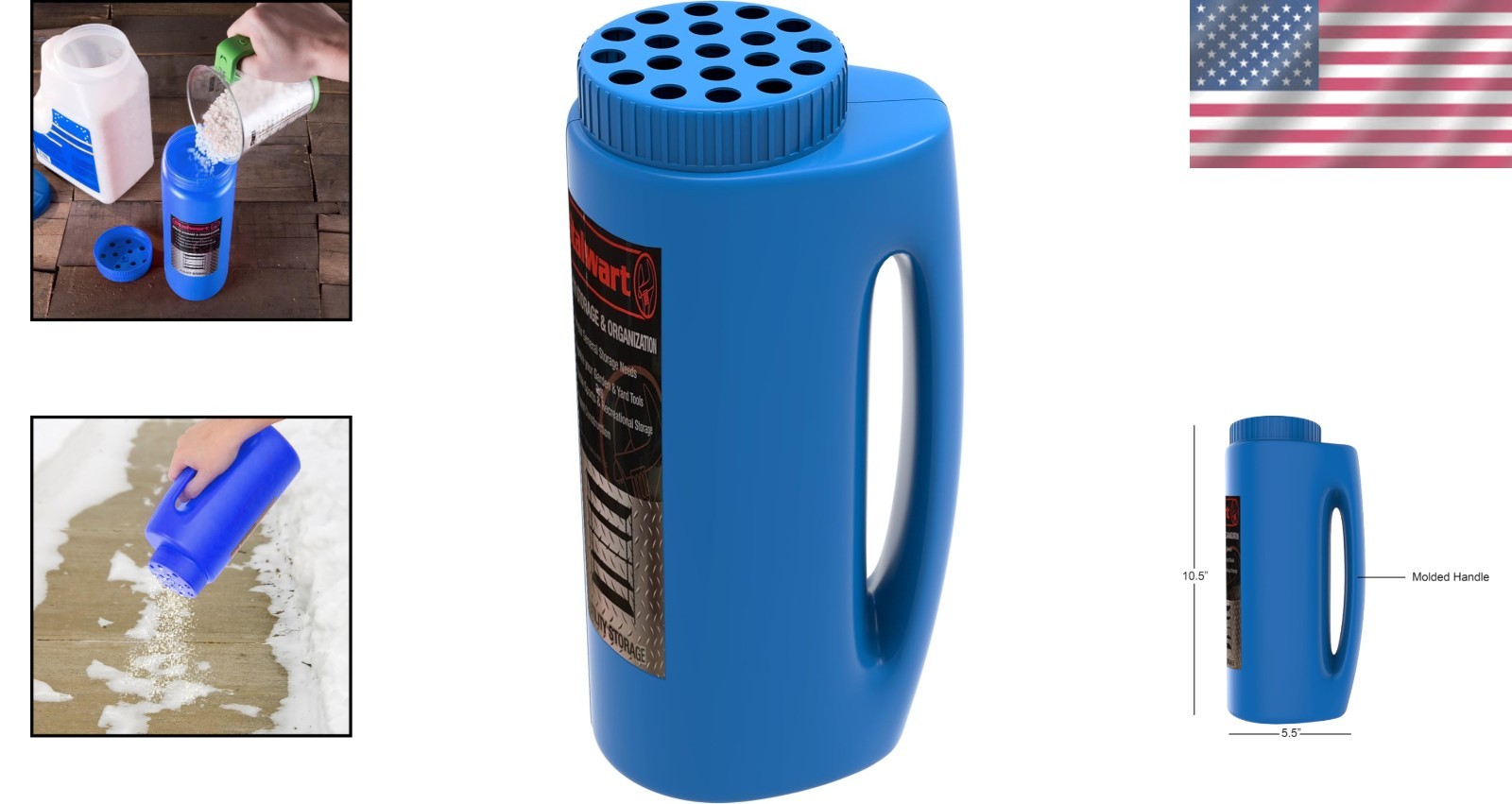 Versatile Salt and Seed Spreader - 2.3L Hand-Held Tool for -Round Lawn Care