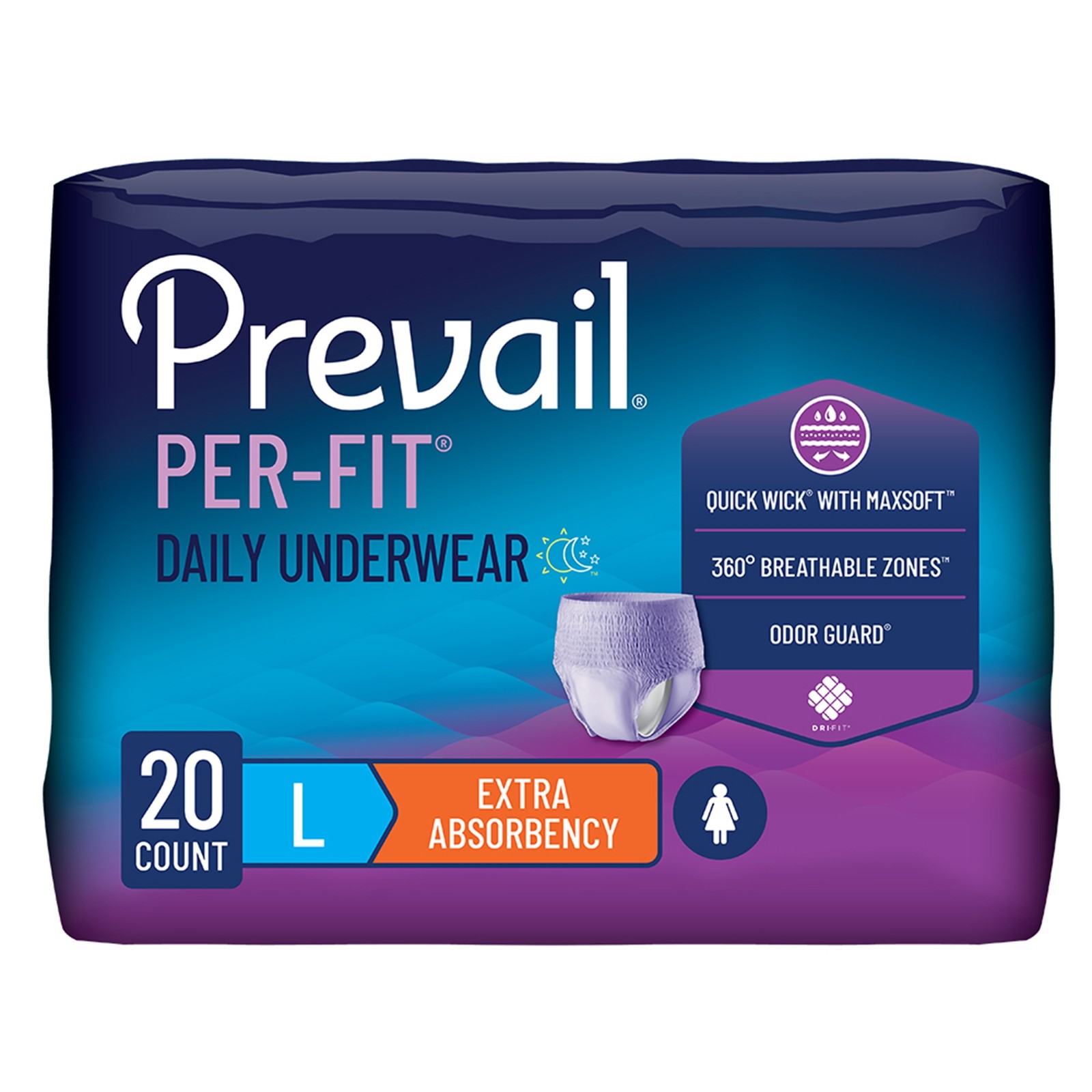 Prevail Disposable Underwear Female Large Extra 72 Ct