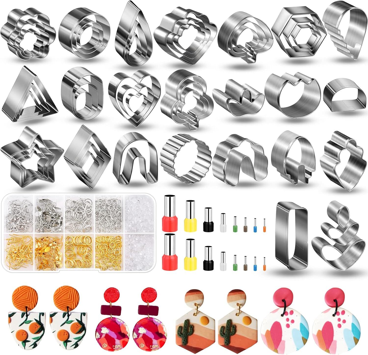 Polymer Clay Cutters for Earrings Making, 705 PCS Set with 49 Small, classic