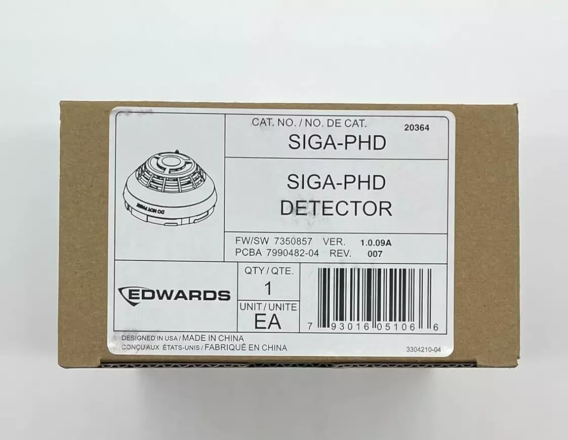 Edwards SIGA PHD Smoke Detector with SIGA SB Base Fire Alarm System