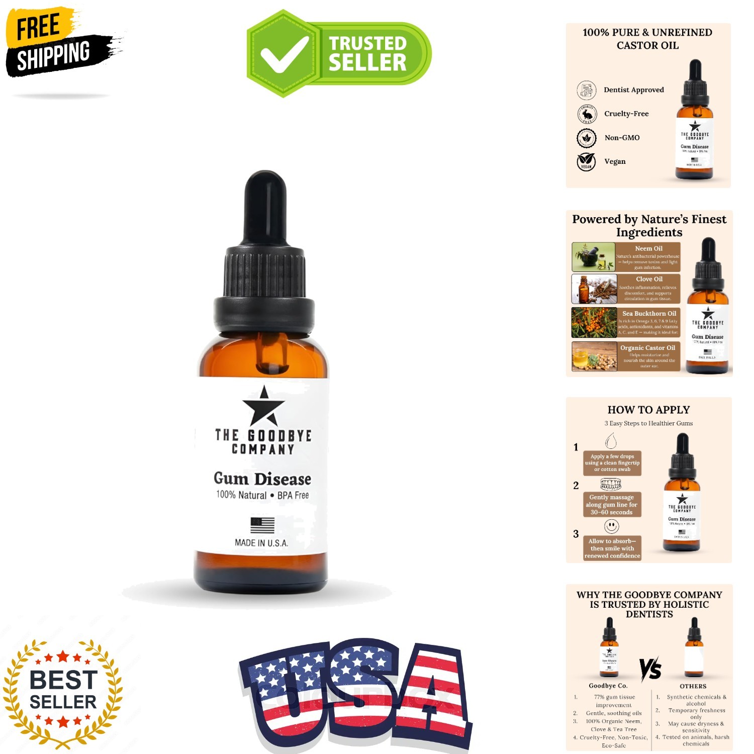 Gum Disease Treatment - 100% Pure Neem & Clove Oil - Natural Gingivitis Remed...