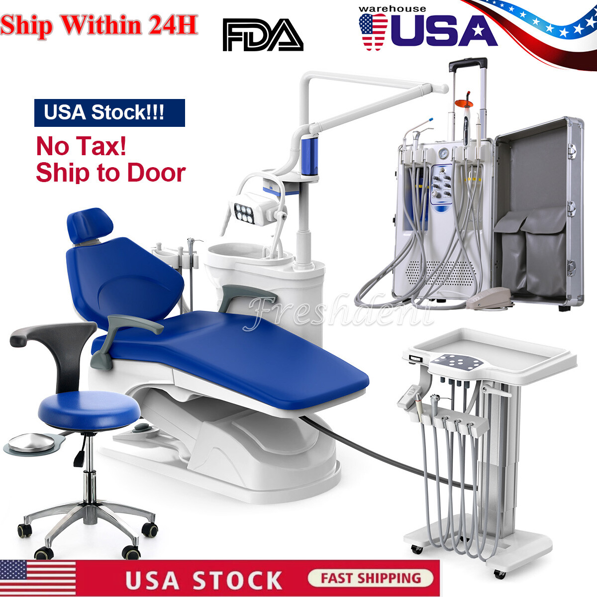 Dental Unit Chair PU Leather Computer Controlled/Delivery Unit &4H Compressor