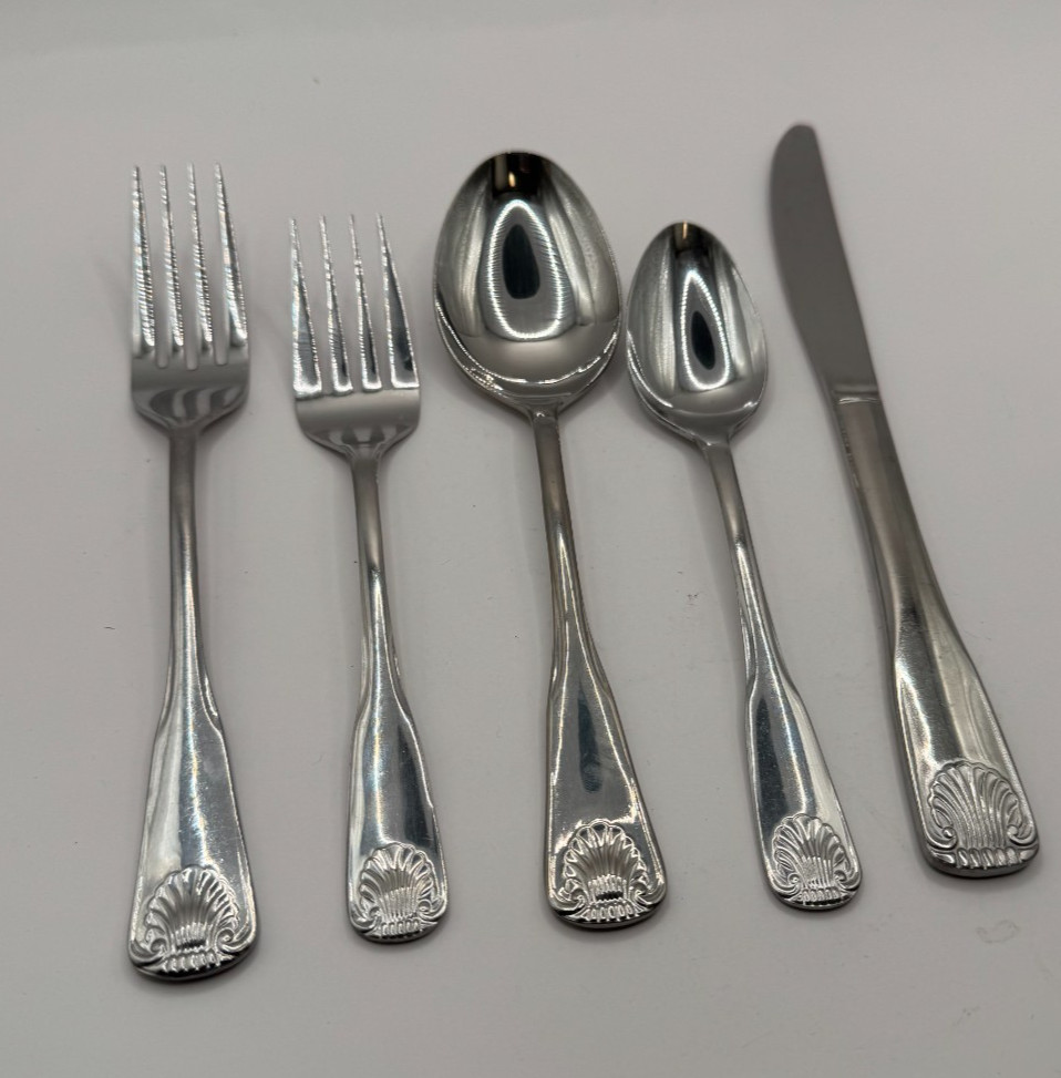 2-5 Piece Place Settings Shell Pattern Stainless Flatware