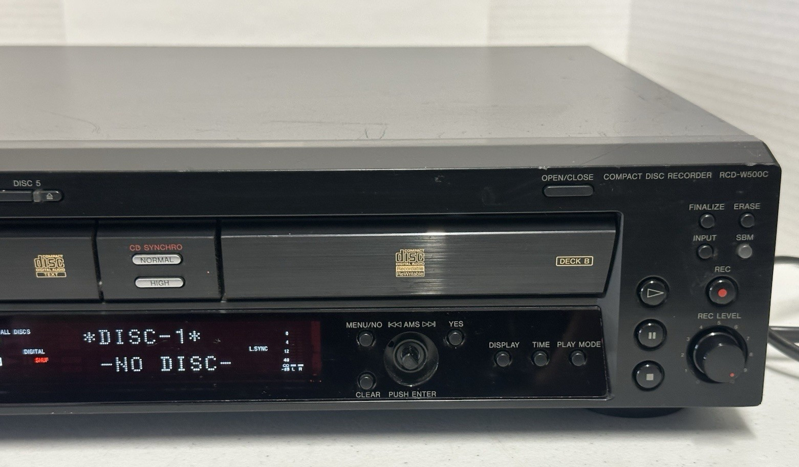 Sony RCD-W500C CD Changer and Recorder Deck A Does Not Open Close