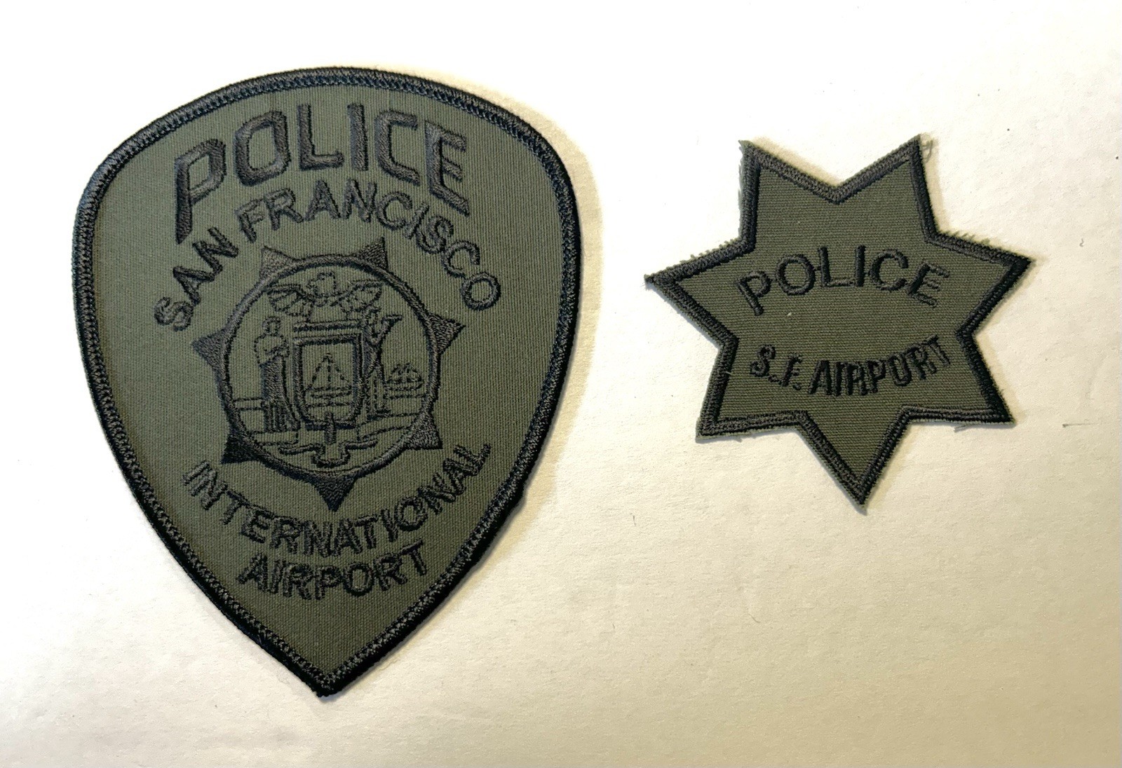 CALIFORNIA SFO SAN FRANCISCO AIRPORT POLICE DEPT 2 PATCH SET SUBDUED SWAT #PDD34