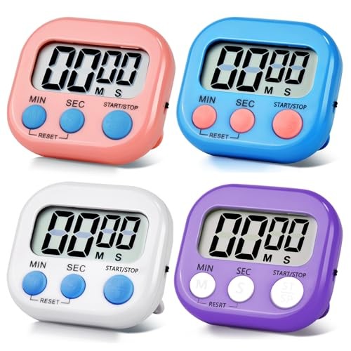 Pack Digital Kitchen Timer Magnetic Digital Timer with 4 Pink,blue,purple,white