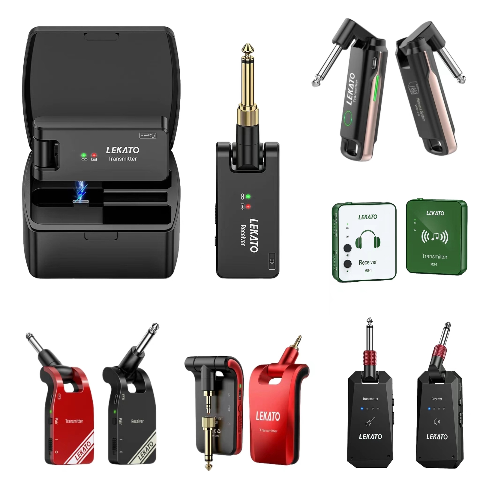 LEKATO Wireless Electric Guitar System Transmitter Receiver 2.4Ghz 5.8G UHF