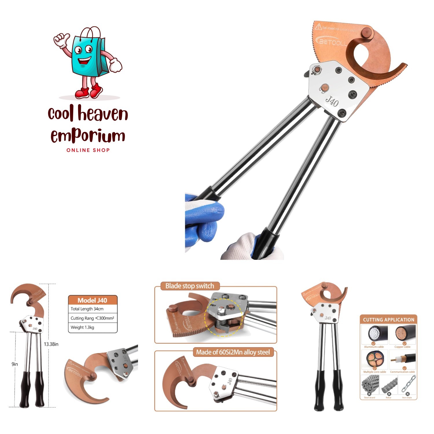 Professional Heavy Duty Aluminum Copper Wire Cutters - Effortless Ratcheting