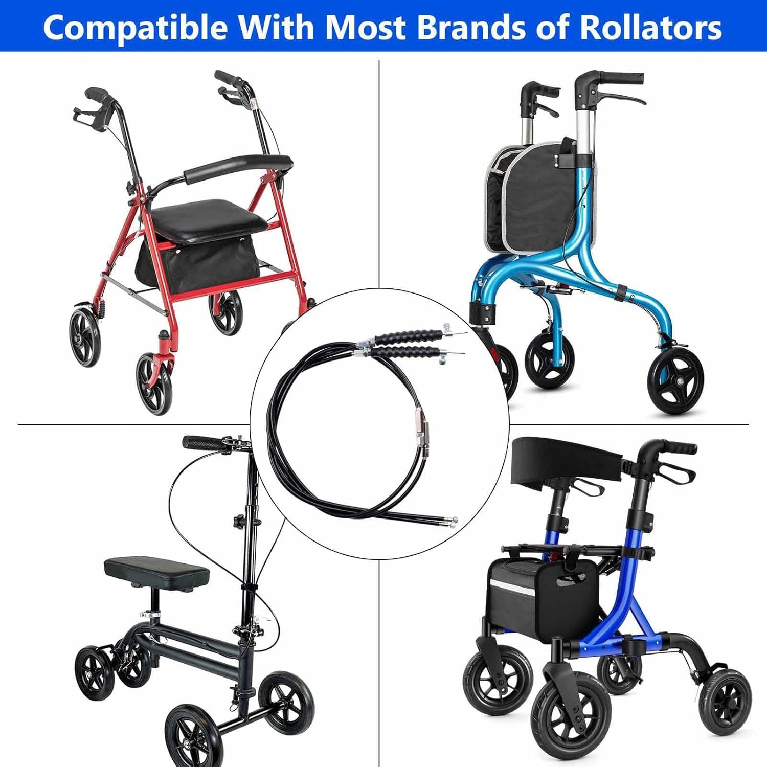 2 PCS 41” Rollator Brake Cable Drive Replacement for Black