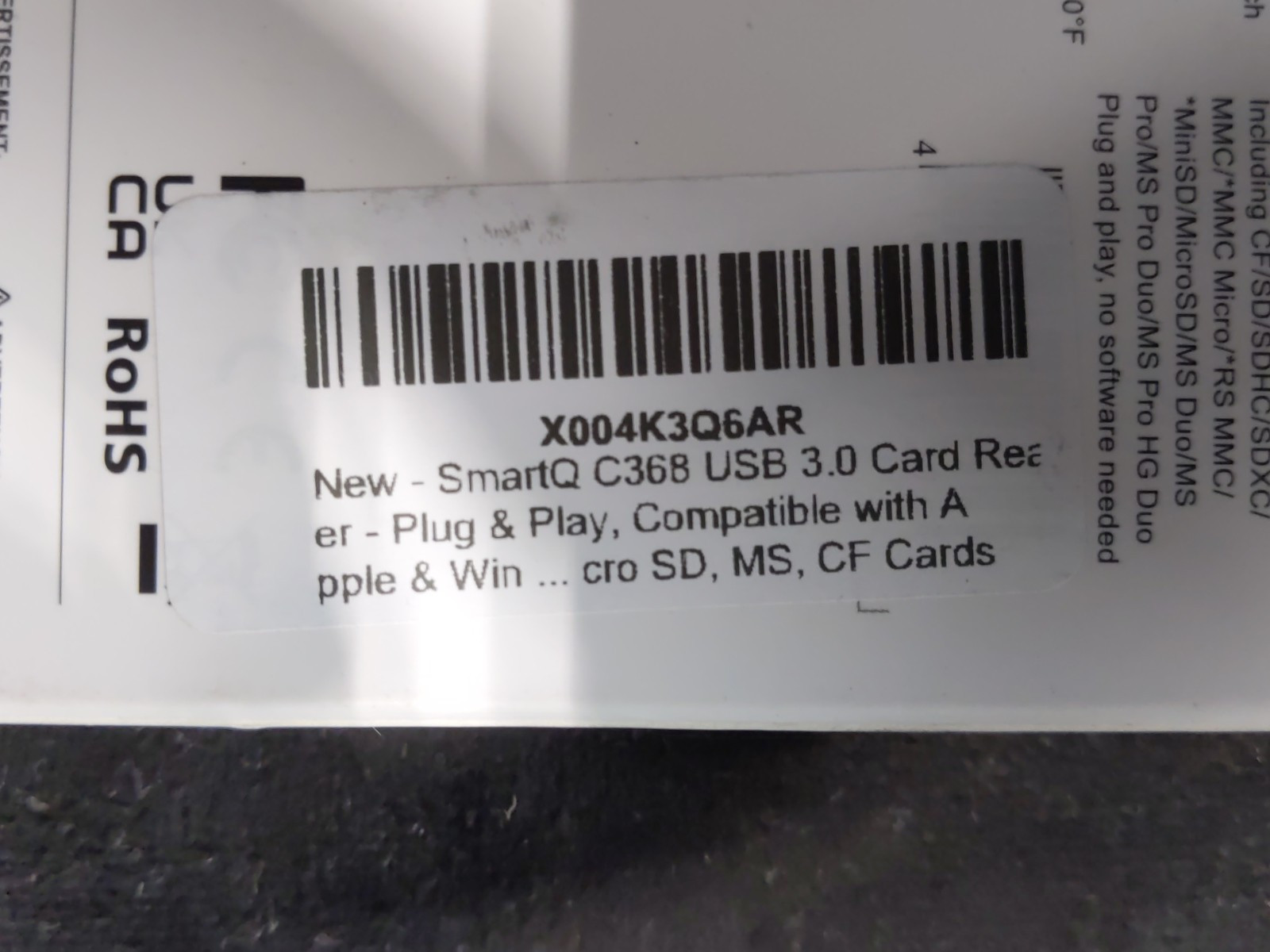 SmartQ C368BK USB 3.0 Multi-Card Reader Plug N Play Apple+Windows Compatible