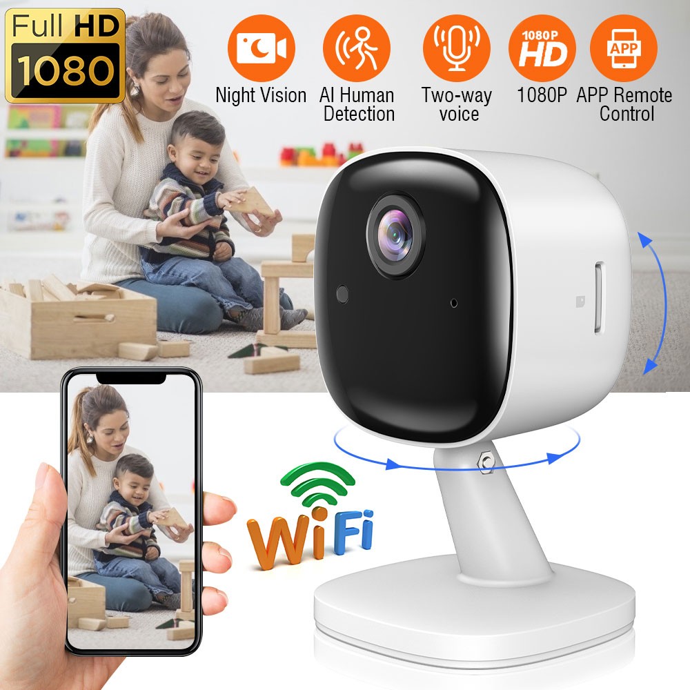 HD 1080P 360° Camara De Seguridad WIFI Inalambrica Para Casa Exterior Con Audio