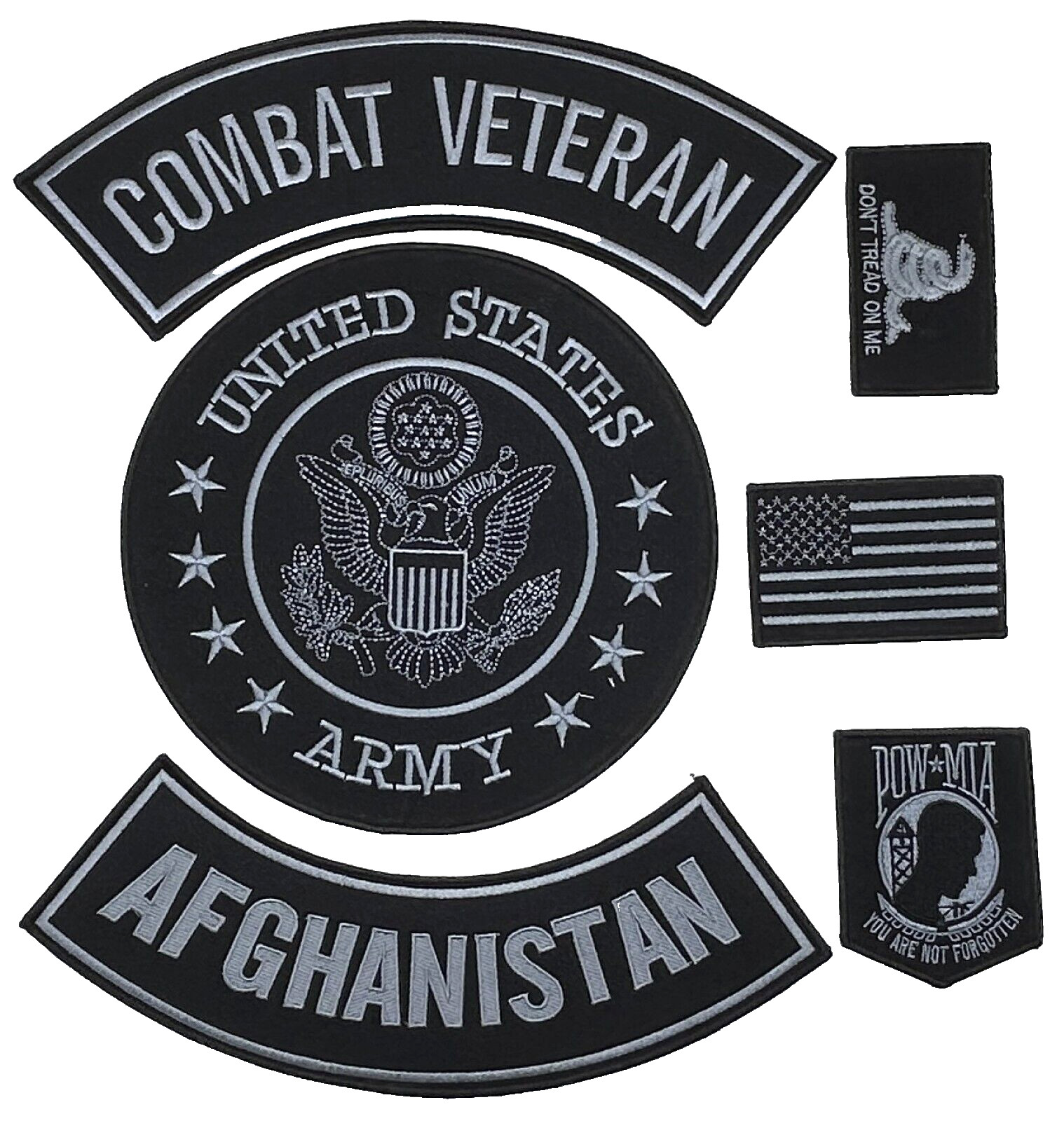 US ARMY SEAL COMBAT VET. AFGHANISTAN MILITARY MOTORCYCLE VEST LOT OF 6 PATCHES