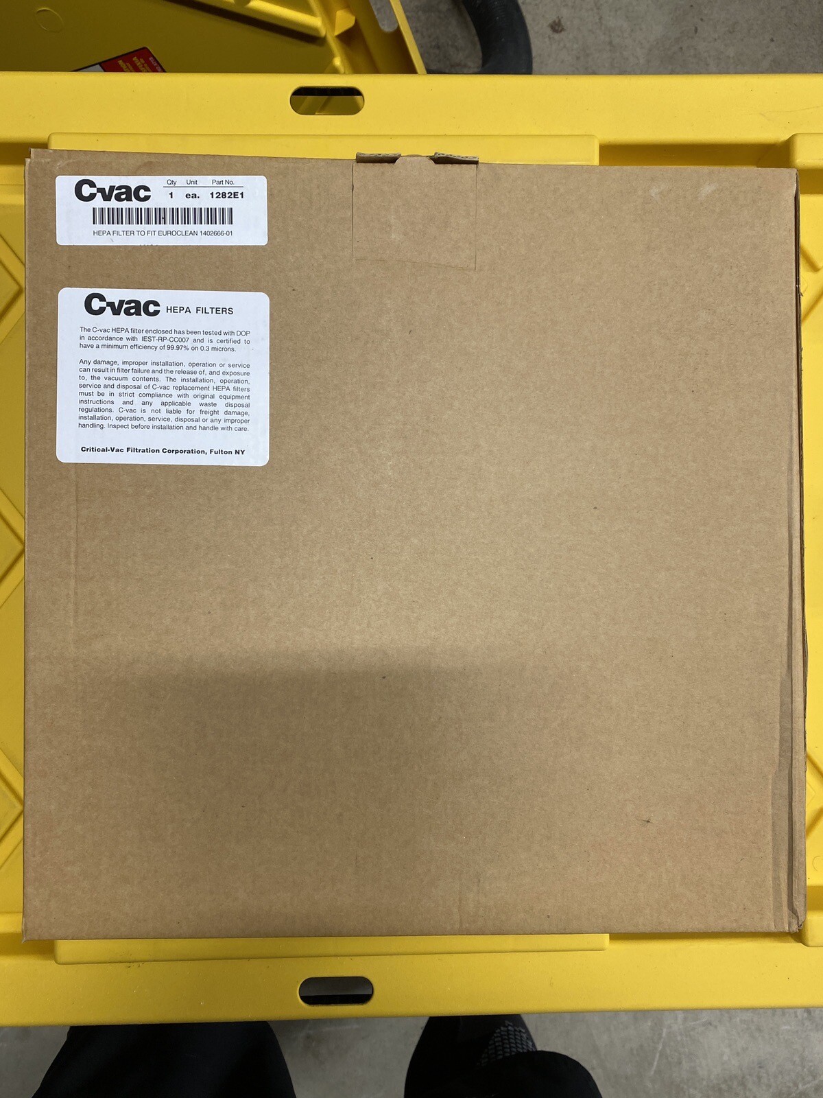 Critical-Vac 1282E1 HEPA Filter 4 Use W/ Euroclean UZ-930 Vacuum 1402666-01 NEW