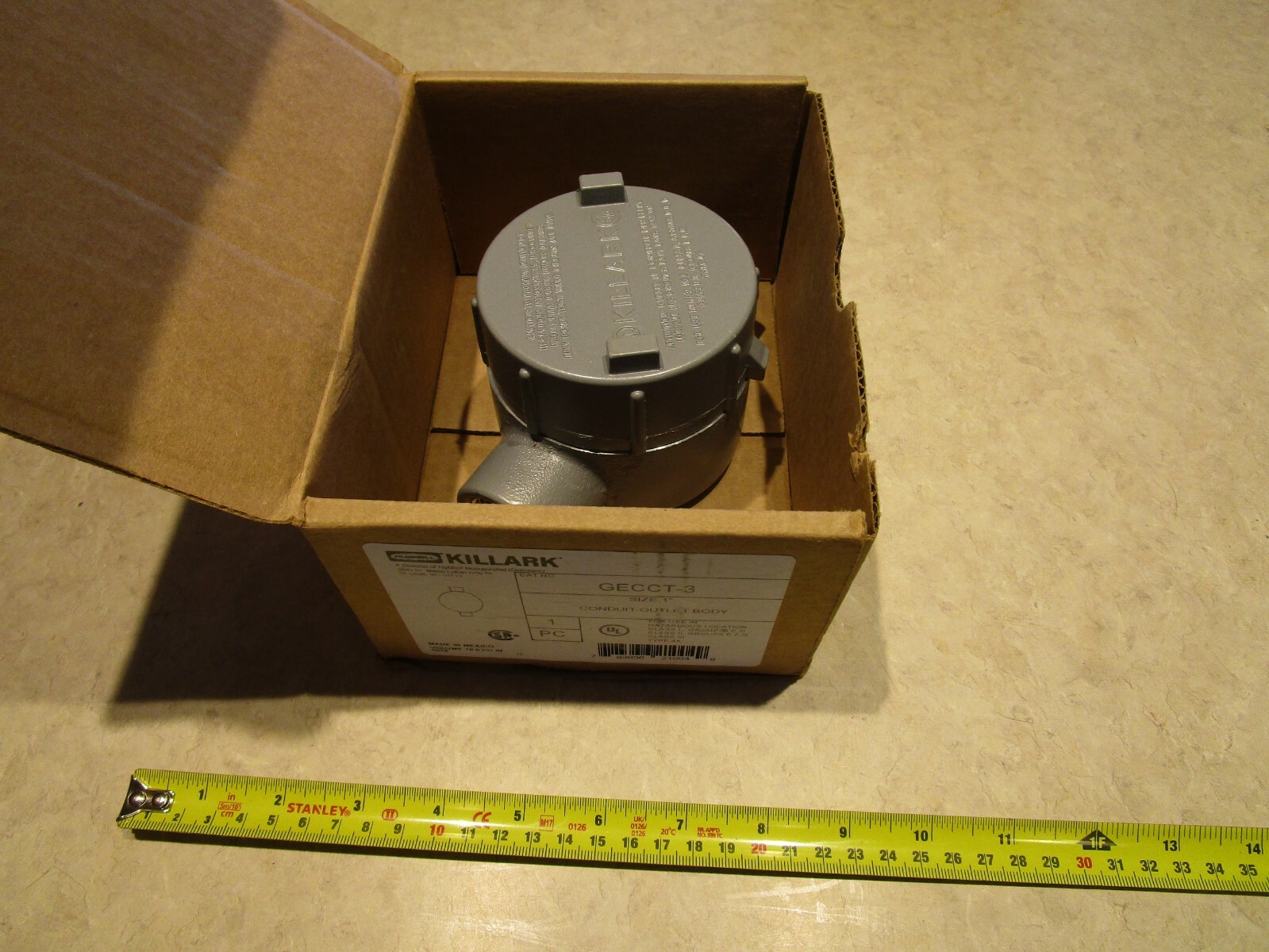 HUBBELL KILLARK GECCT-3M Conduit Outlet Body,Iron,C,1 In.