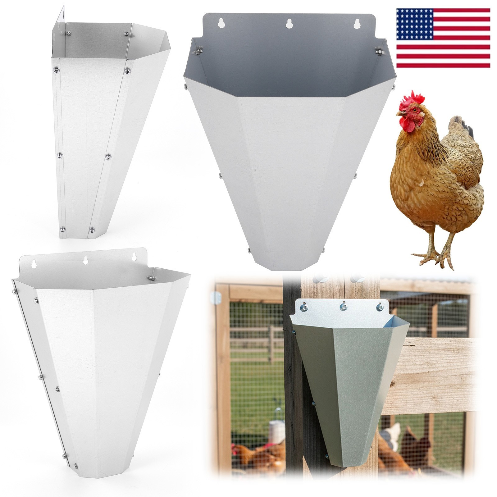 1PCS Large Size Chicken Cone Galvanized Steel Poultry Restraining Cone 8-18 lbs