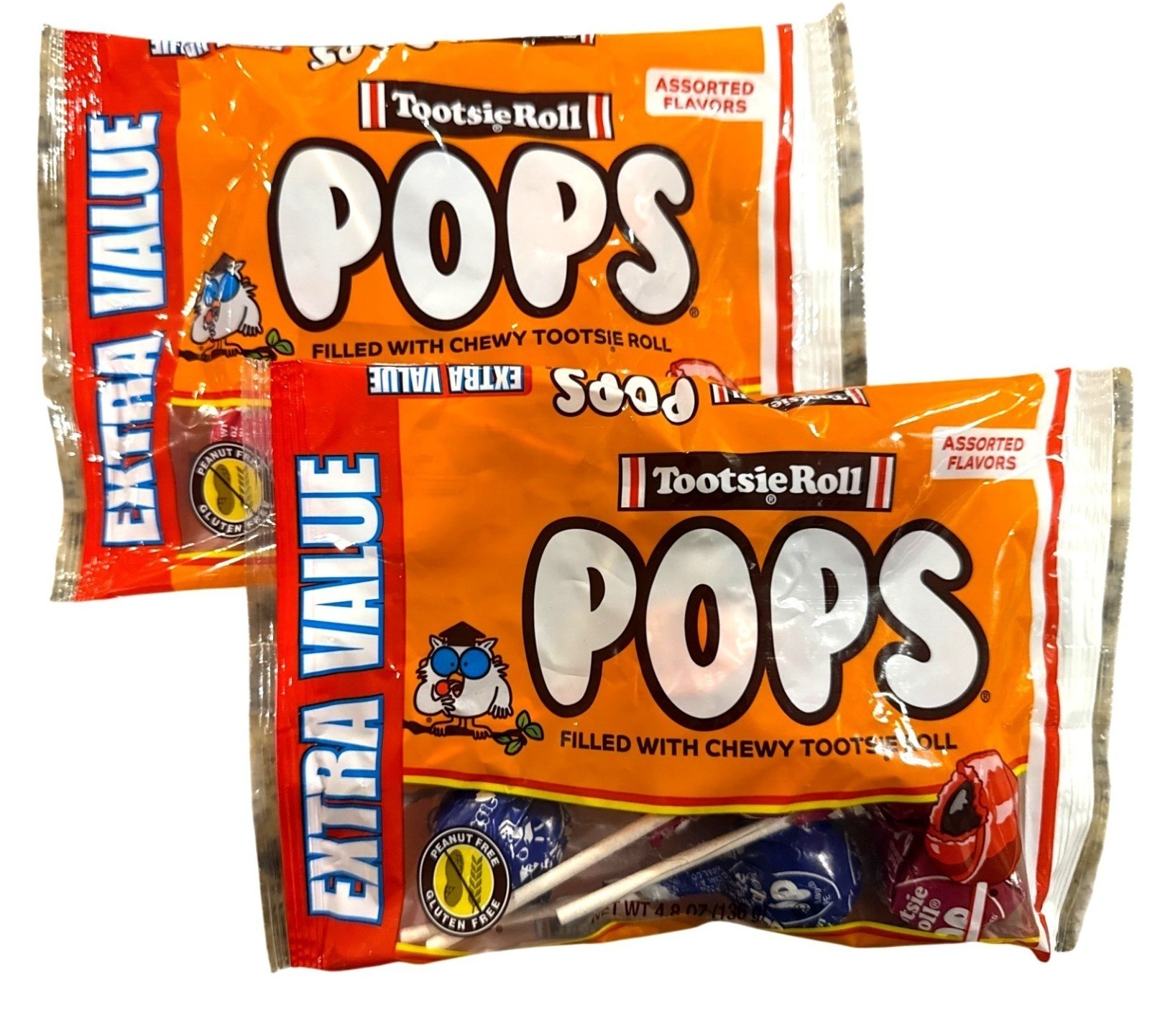 2pc Set 4.8oz/8ct per Bag TOOTSIE ROLL Candy Pops Assorted Flavors Lollipops