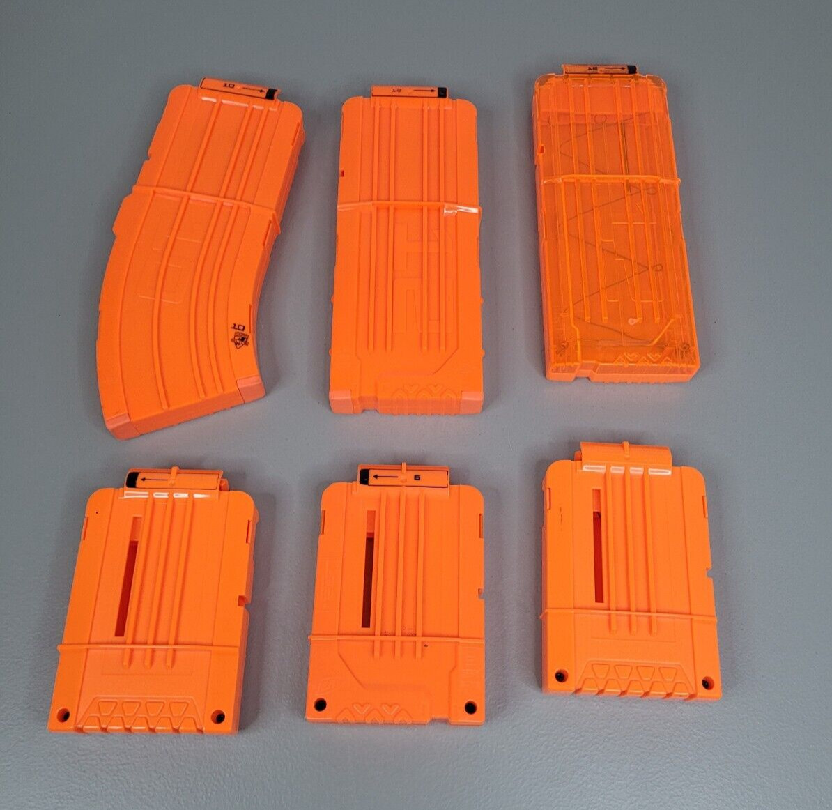Lot of 6 Orange NERF N-Strike Elite Mixed capacity  Dart Ammo Clip Magazine