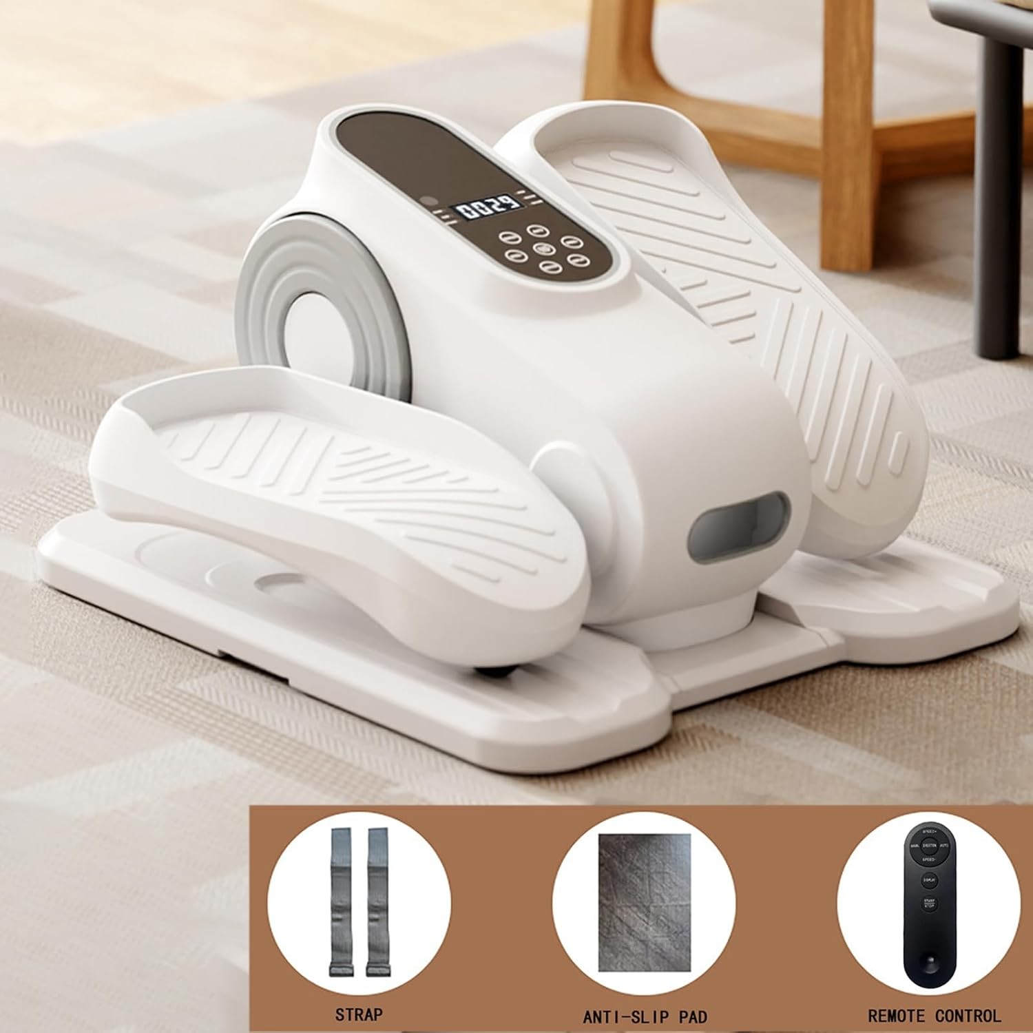 12-Speed Under Desk Elliptical Quiet Seated Leg Exerciser w/ Remote,Home Office