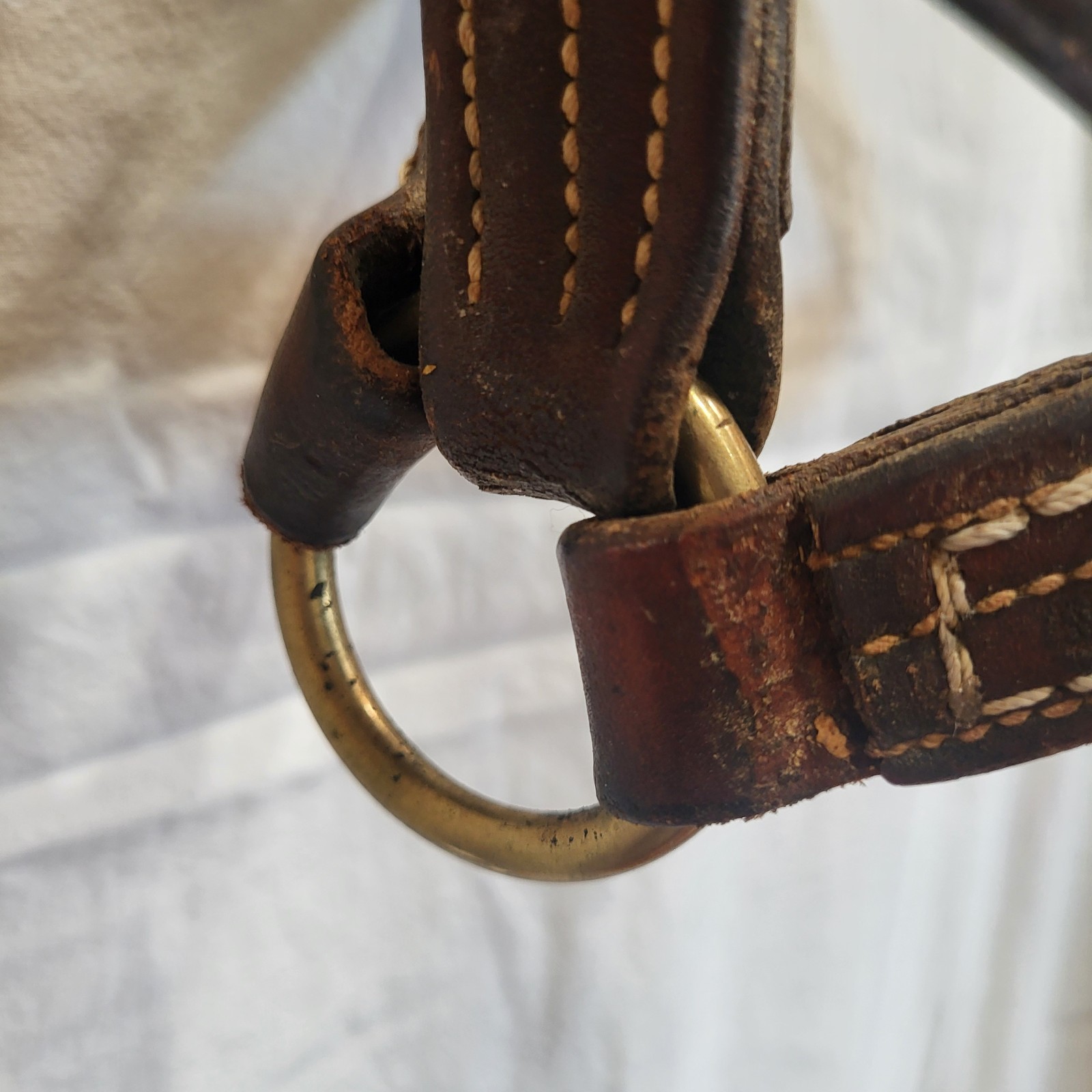 Double Stitched Leather Halter~Brass Nameplate~FULL Horse Sz~BROWN