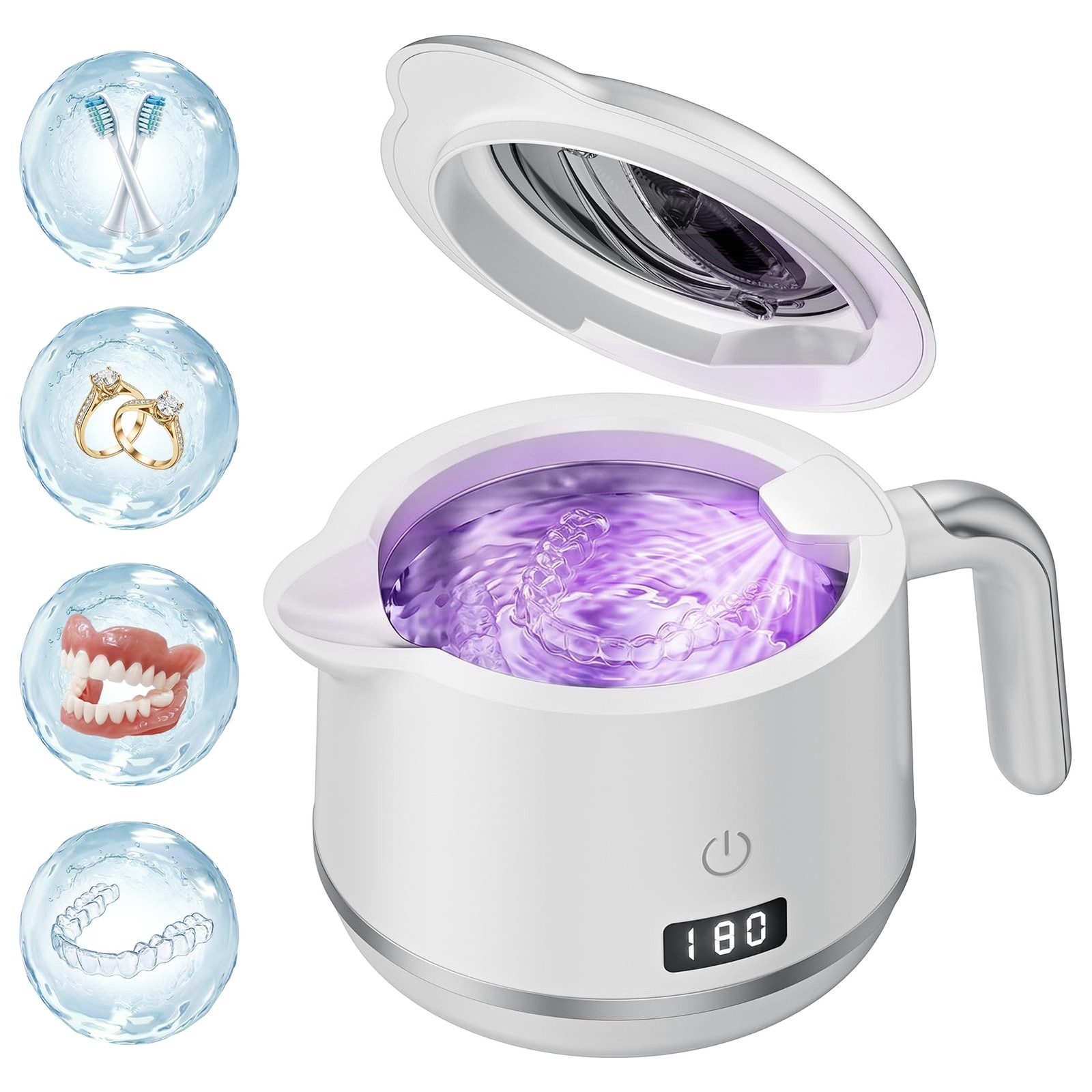 Dental Cleaning Pod, 45kHz Ultrasonic Retainer Cleaner Machine for Dentures, ...