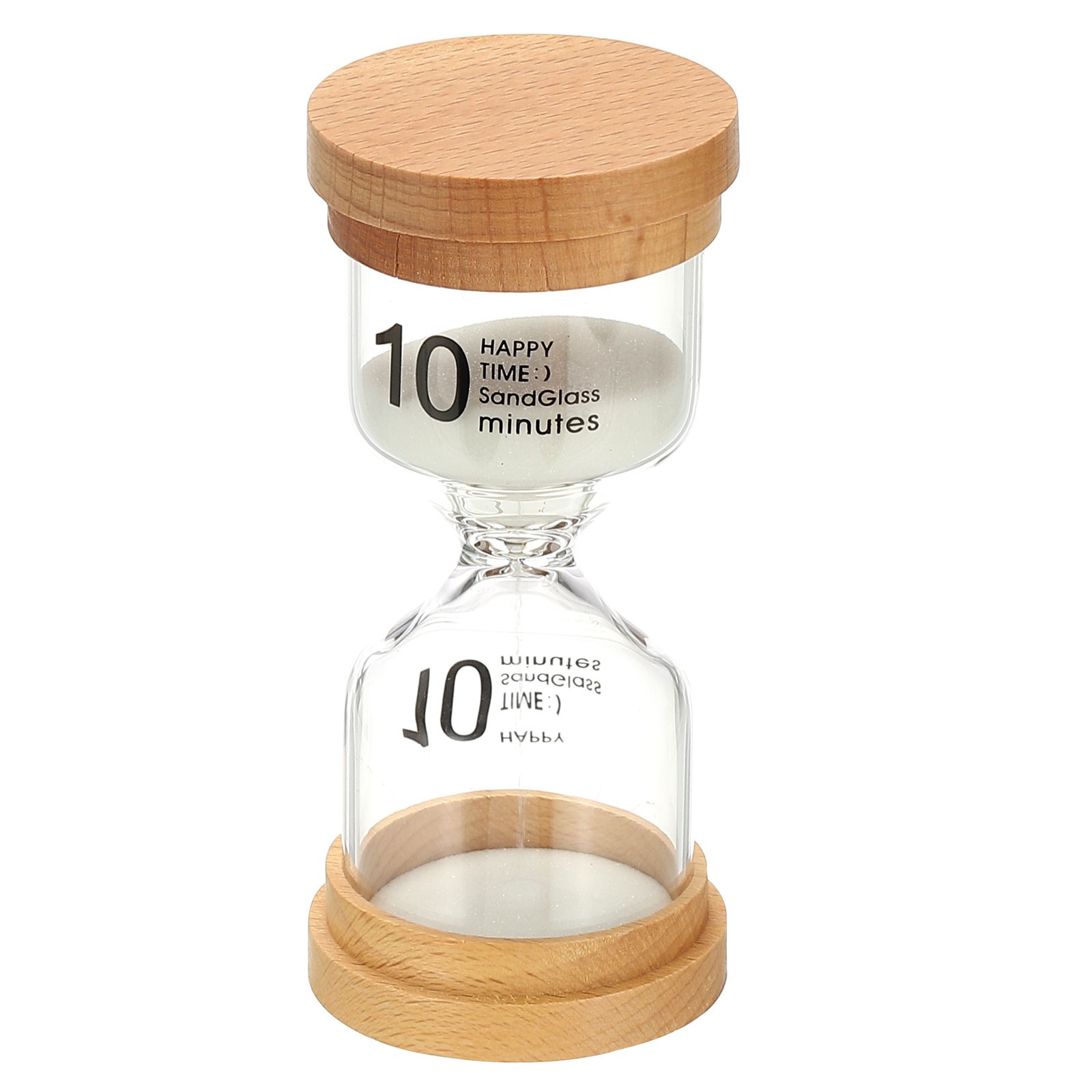 10 Minute Sand Timer, High Borosilicate Glass Wooden Sand Watch, White