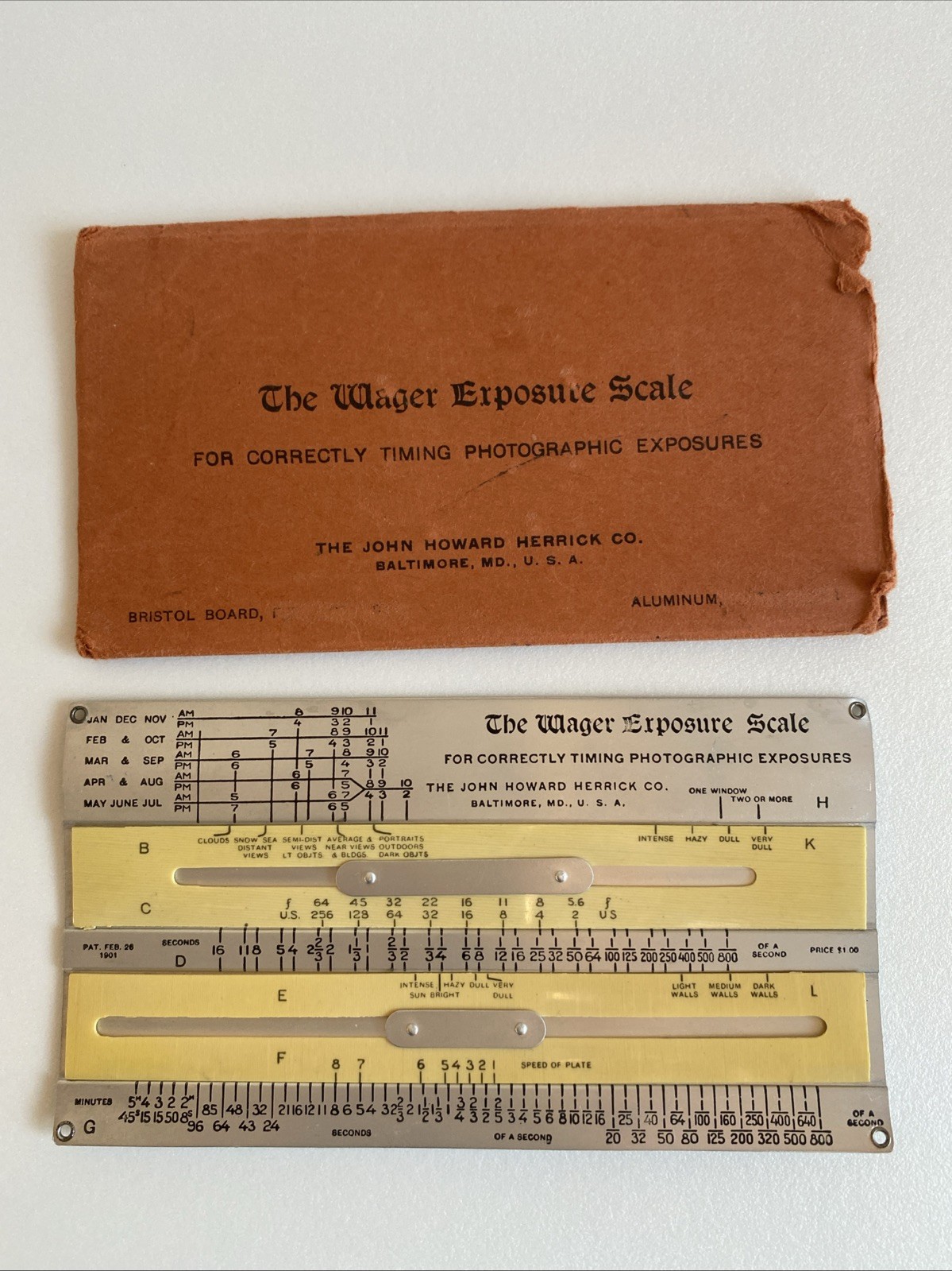 Vintage 1901 Wager Exposure Scale - Timing Photographic Images; Slide Scale