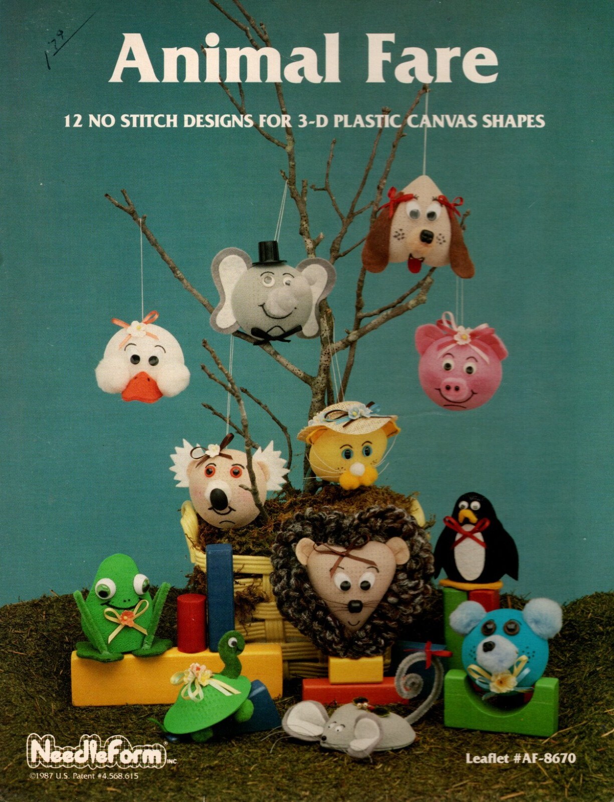 Needleform AF-8670 ANIMAL FARE No-Stitch with 3-D SHAPES Plastic Canvas Pattern