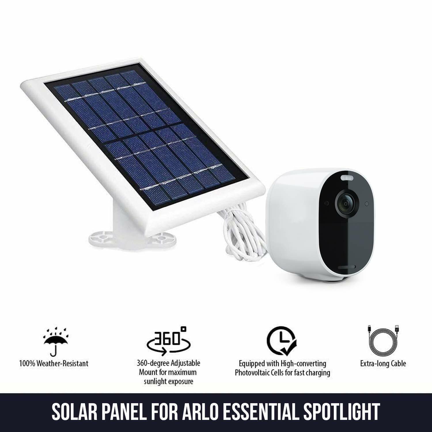 Wasserstein Solar Panel with 13.1ft/4m Cable Compatible with Arlo Essential