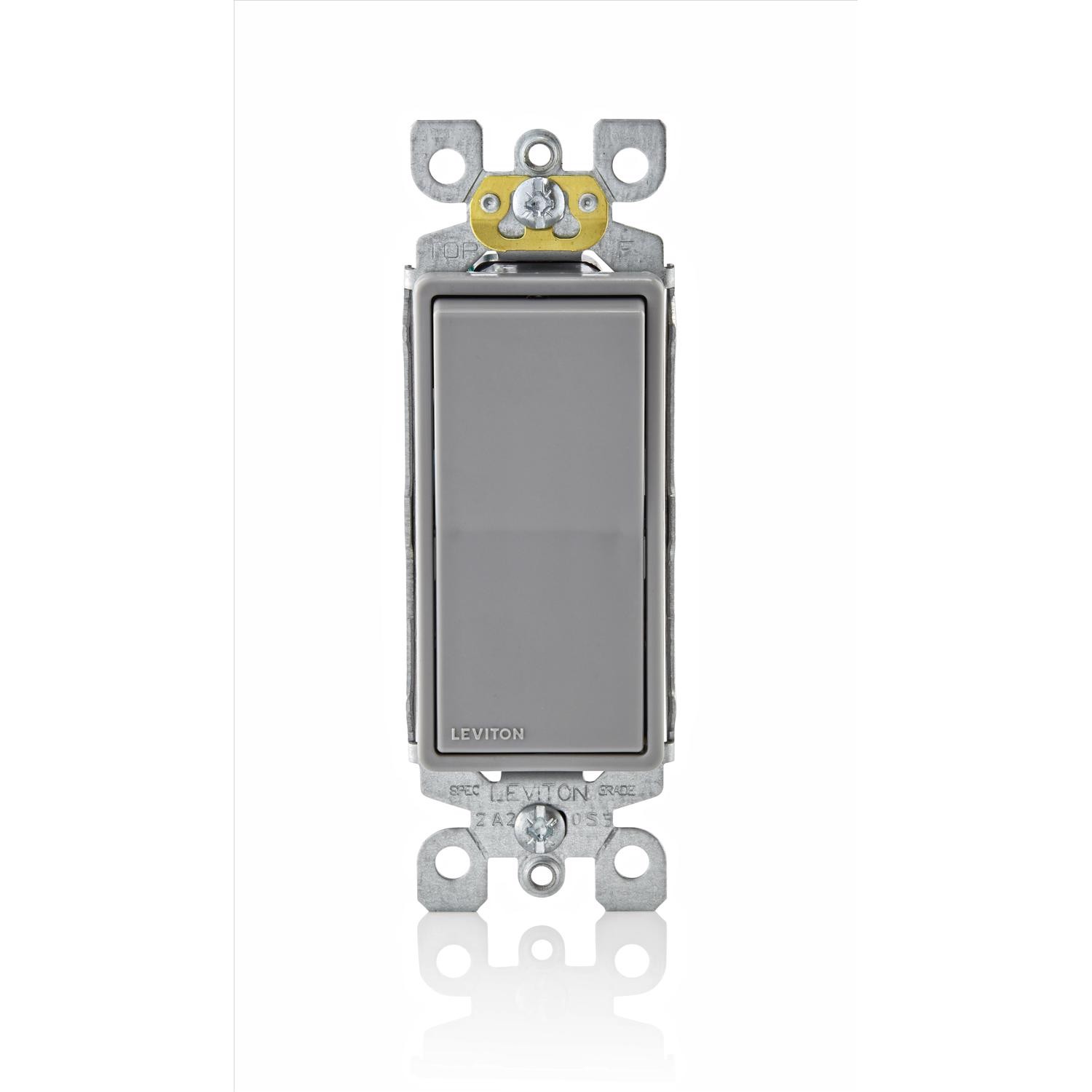 Leviton R67-05601-2GS 15A 120V Gray Steel 1-Pole Quiet Rocker Switch