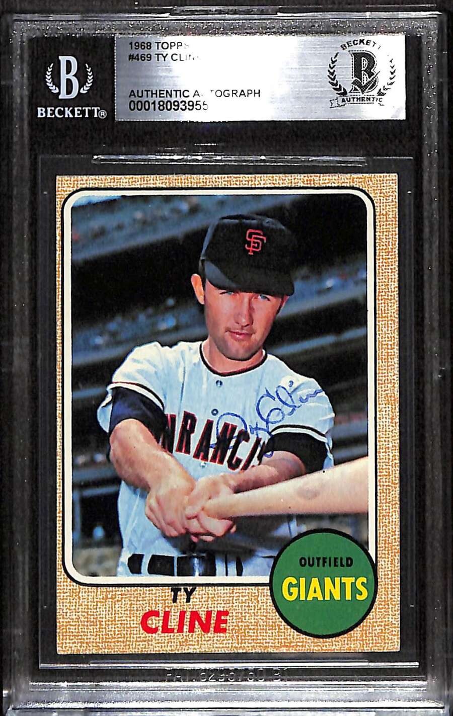 1968 Topps 469 Ty Cline  BGS Auto Autographed BAS Authentic C100887