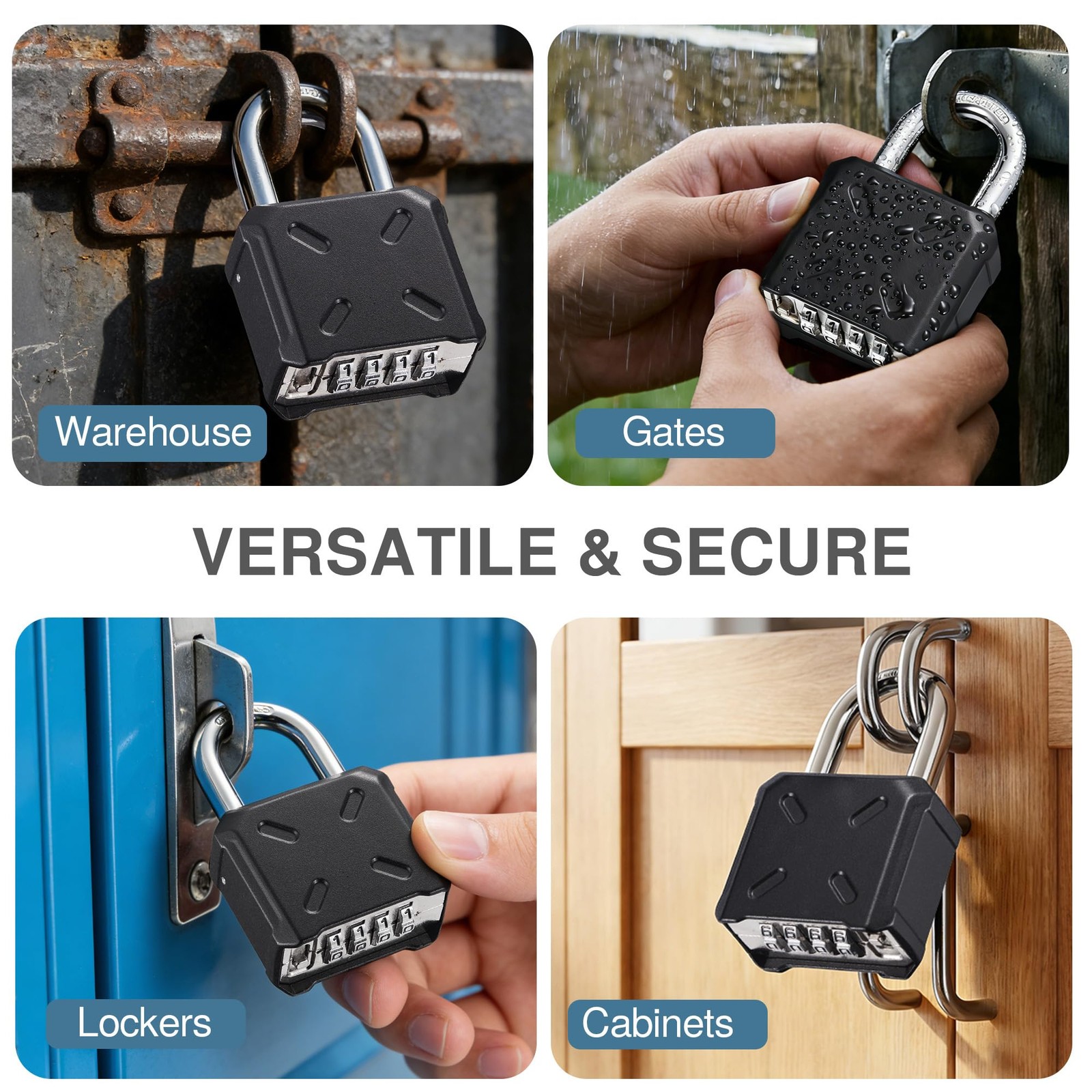 Puroma Combination Lock Heavy Duty Outdoor Padlock, Security Customizable 4