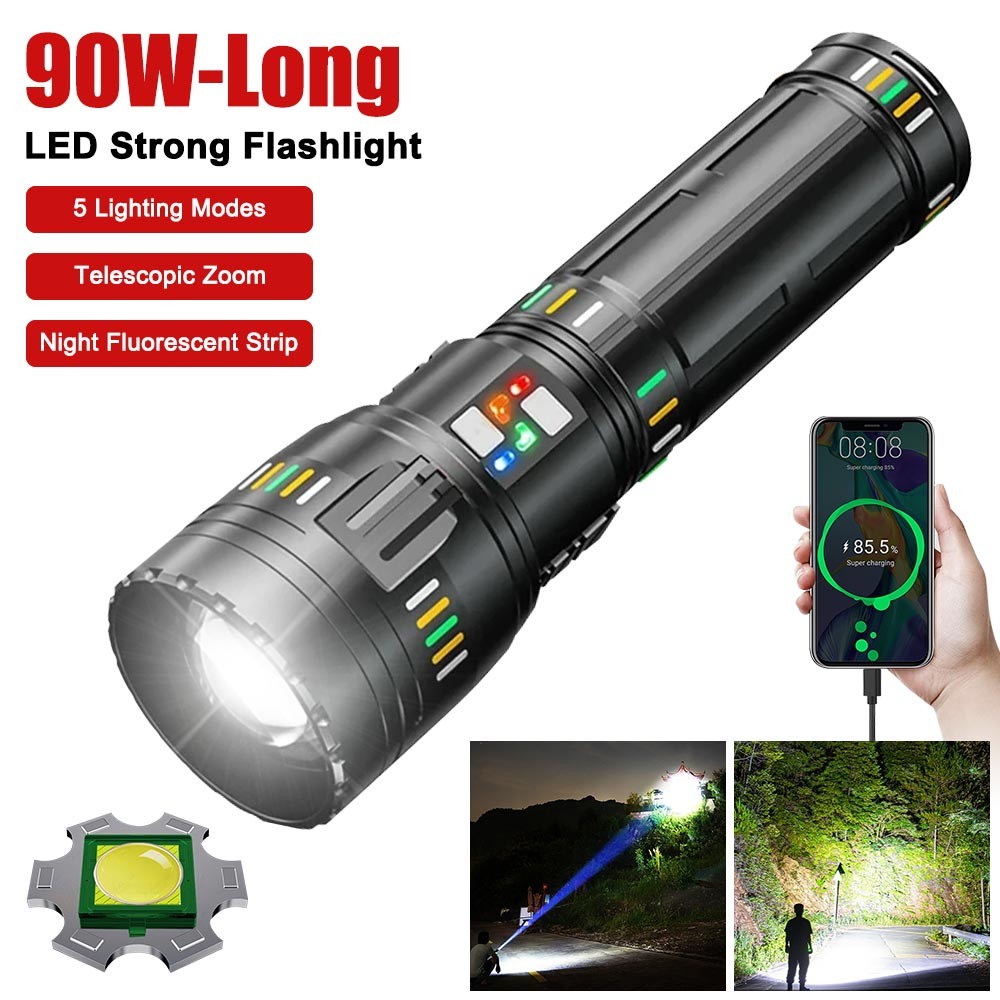 3000LM LED Zoomable Focus Flashlight Super Bright USB Rechargeable for Hunting