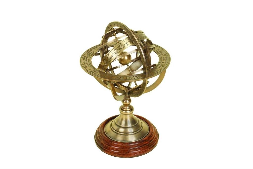 11" Gold Brass Compass Armillary Sphere Metal Armillary Globe Decor Astronomy