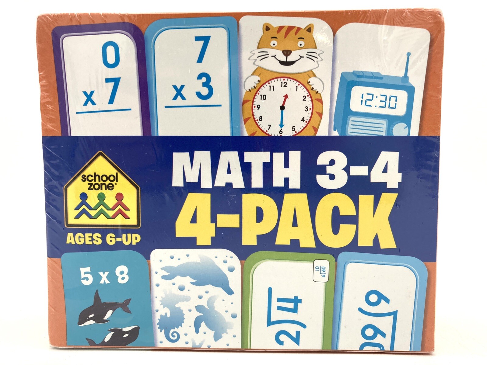School Zone Math 3-4 Flash Card 4-Pack  Ages 6 and Up Multiplication Division