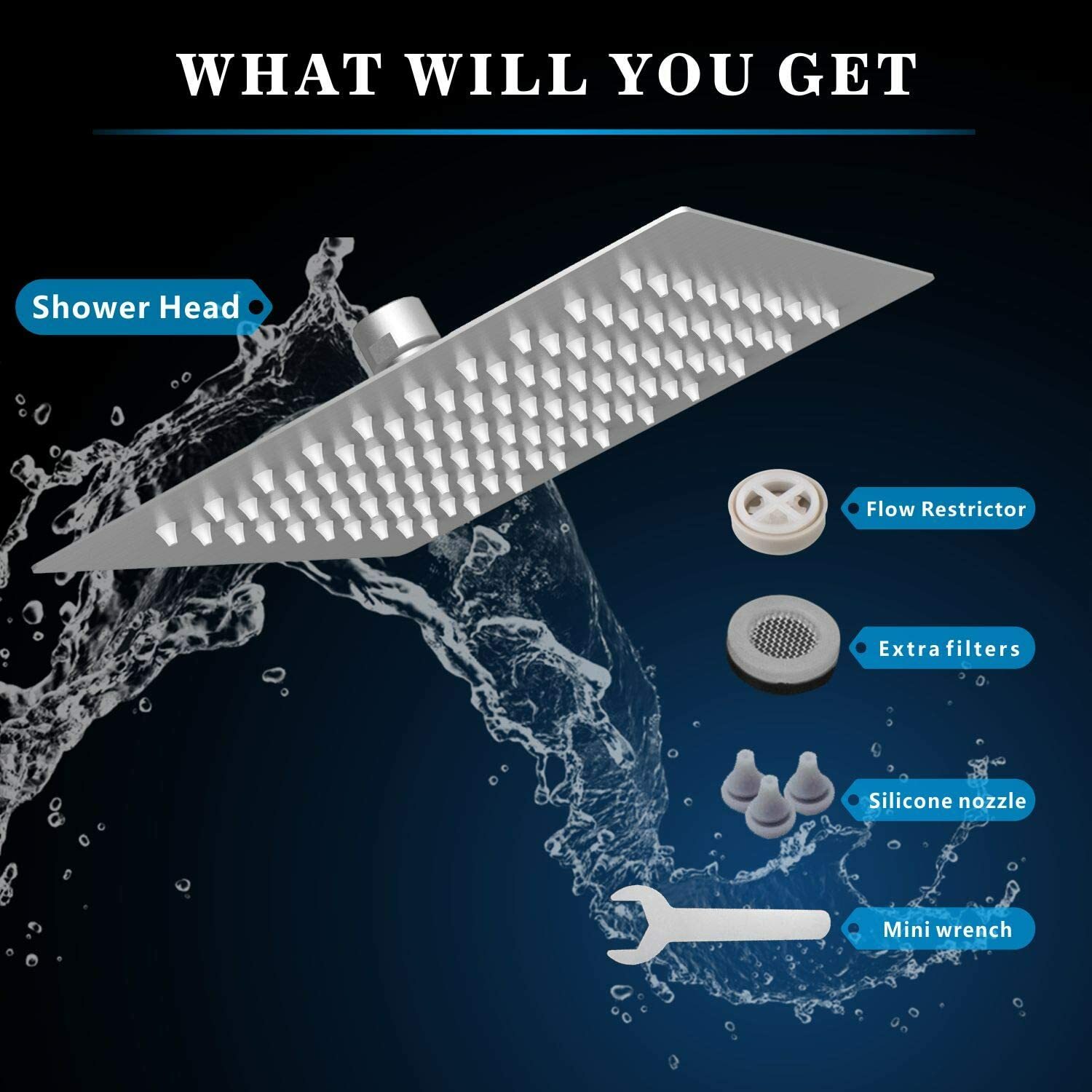 Shower Faucet Set w/Mixer Valve Rainfall Shower Head Combo System Ceiling Mount