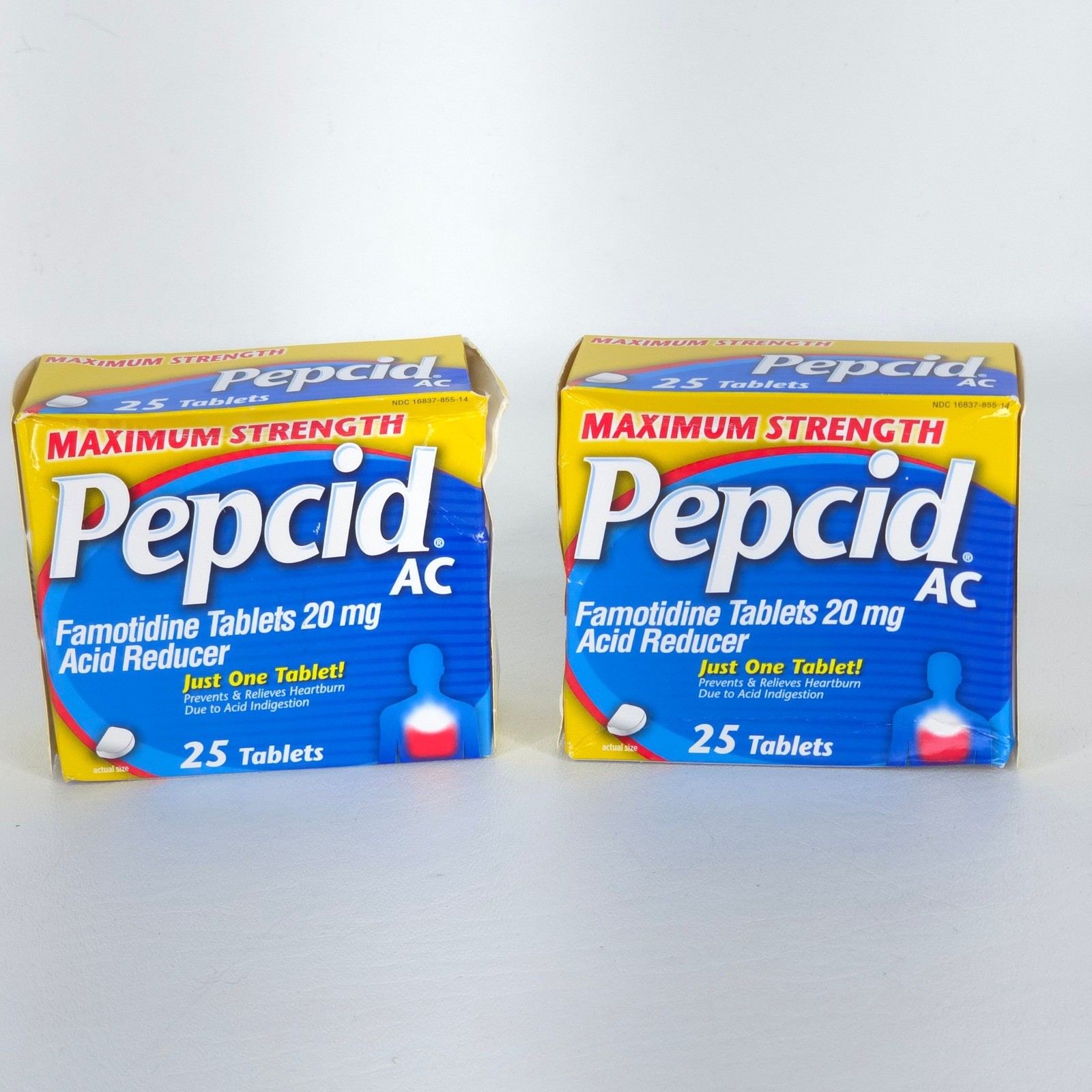 2 Pepcid AC Maximum Strength Acid Reducer 25 Tablets Ea Famotidine 20mg Exp 2028