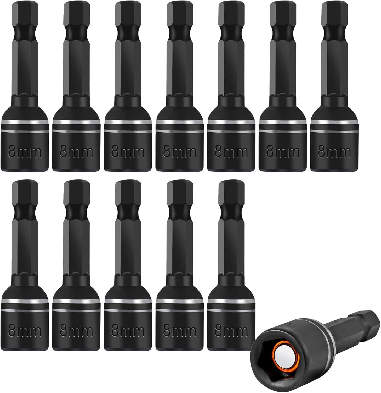 [12 Pack] Better Magnetic Force 5/16 Nut Driver Bits, 8Mm Magnetic Impact