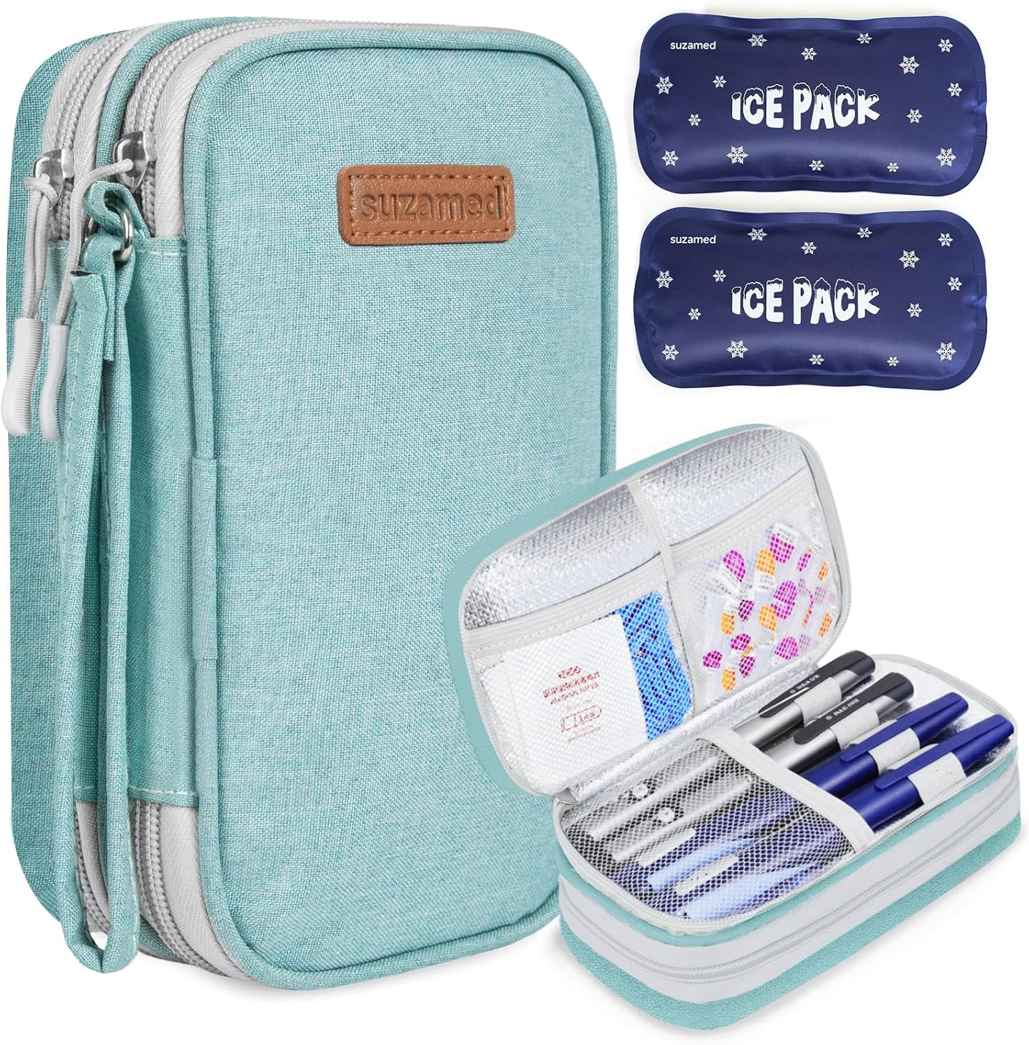 Insulin Cooler Travel Case, Double Layer Medicine Kit Diabetes Travel Case, Port