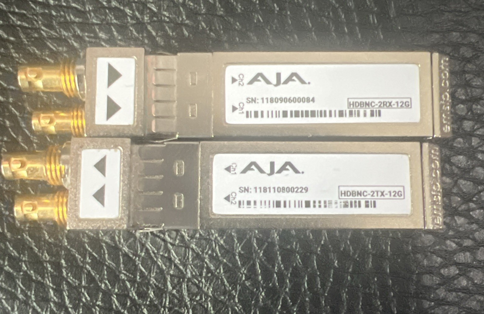 AJA HDBNC-2RX-12G & AJA HDBNC-2TX-12G          12G/6G-SDI Dual Coax HD-BNC
