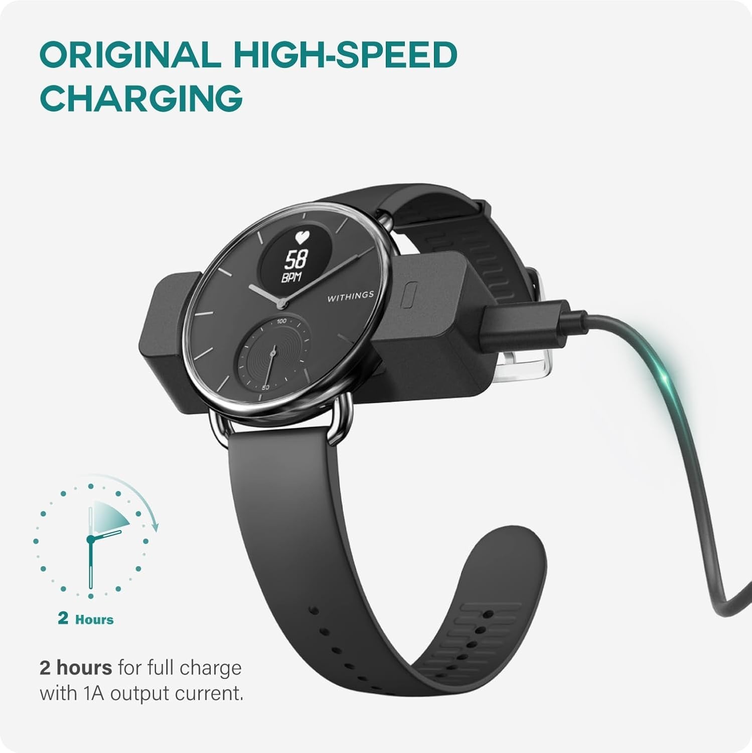 Charger Cable USB for Withings Scanwatch 2 Light Fast Charging Durable 1M