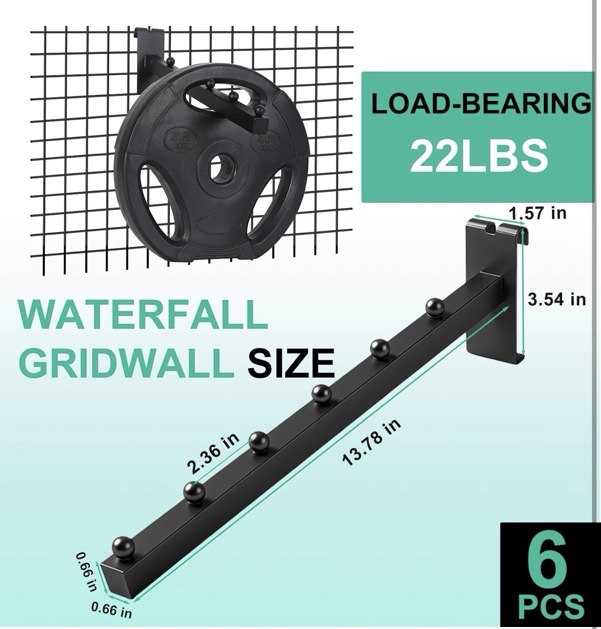 6 Pack Black Gridwall Waterfall Hooks 6 Ball 14 Inch Grid Hooks