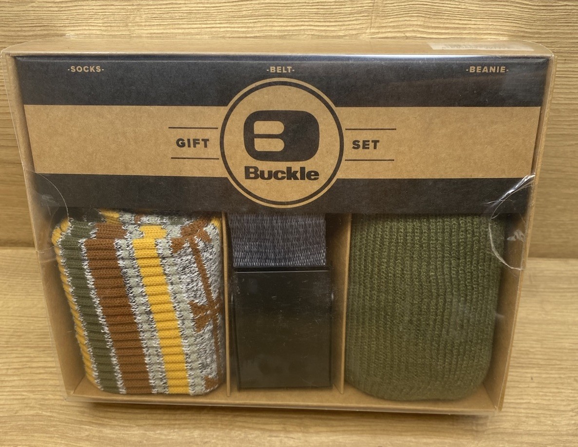 Buckle Gift Set Beanie Belt Socks Olive Green OSFM NWT Men’s MSRP $39.95