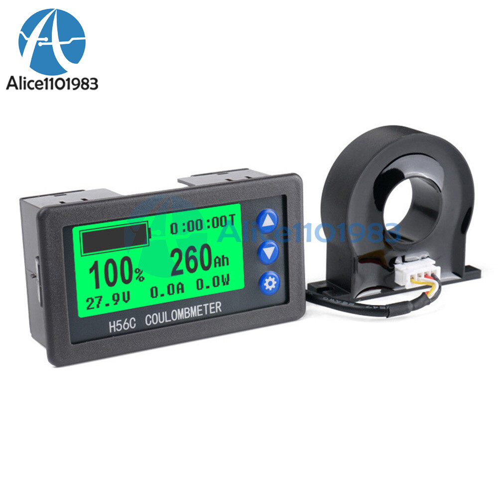 DC 9-100V 50-400A Battery Hall Coulometer Voltmeter Ammeter Coulomb Meter