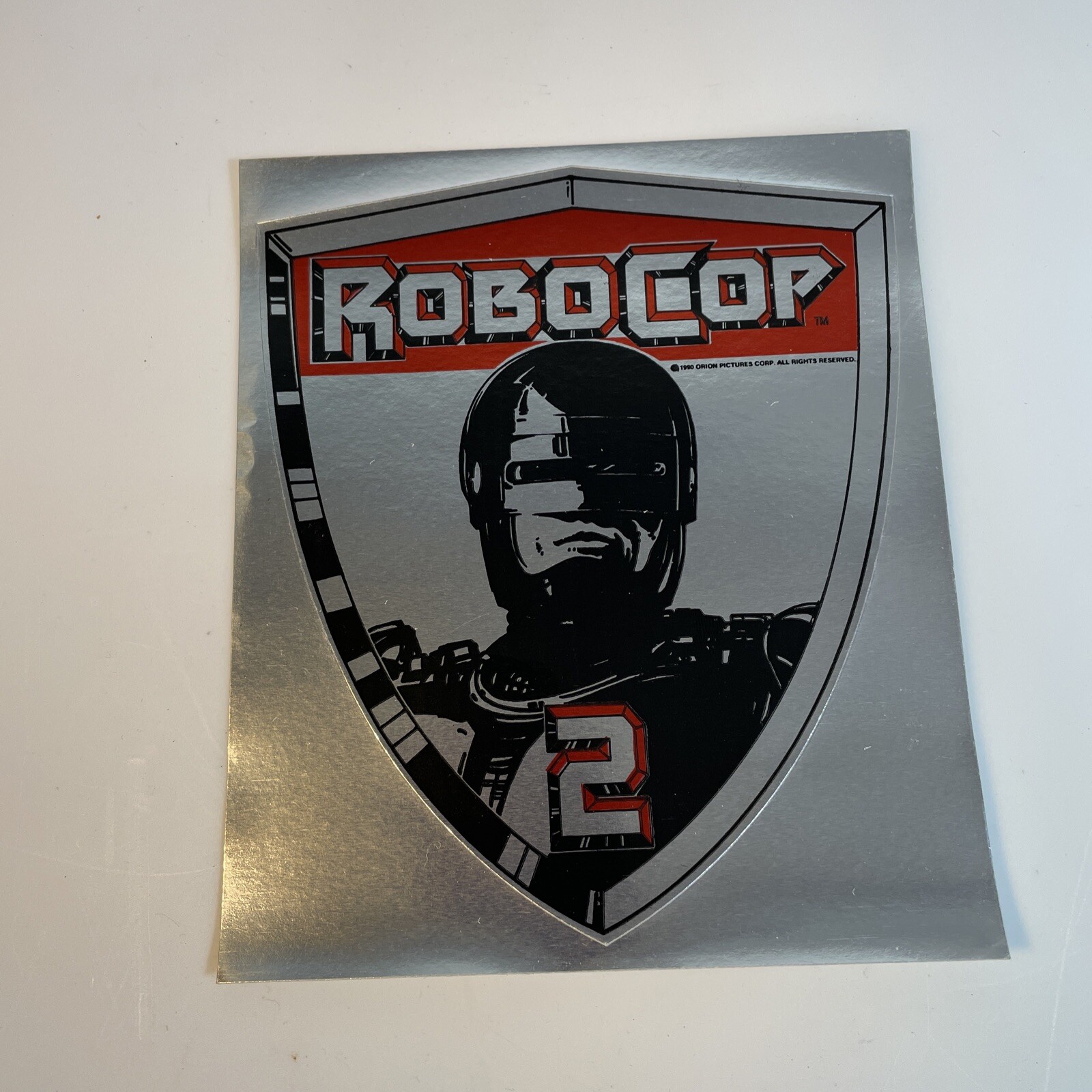 New Vintage Robocop 2 Movie Shield and Face Logo Promo Sticker 1990 NOS F7A4
